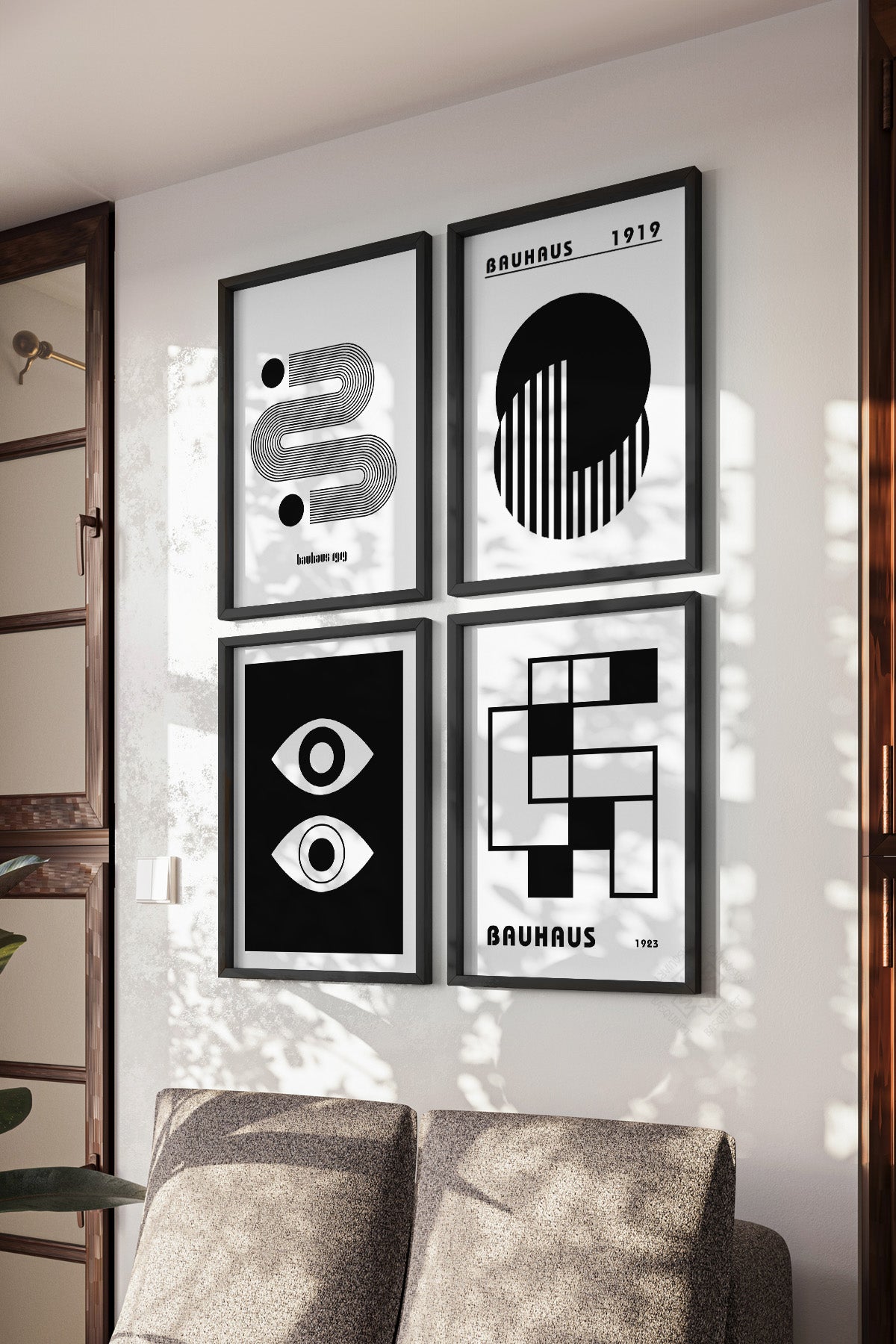 Bauhaus Minimal 4'lü Siyah Çerçeveli Poster, Tablo Seti No:30