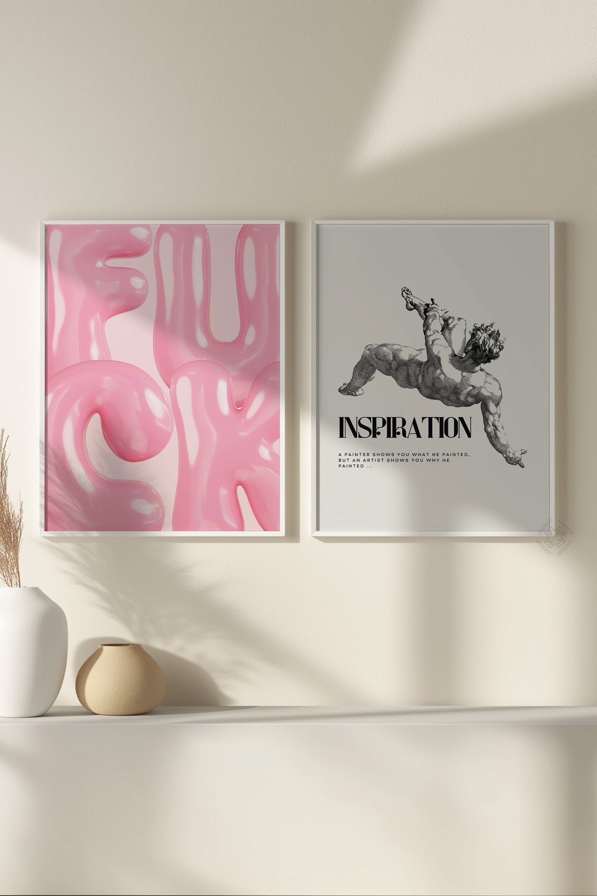 Modern Sanatsal 2'li Beyaz Çerçeveli Poster, Tablo Seti No:9