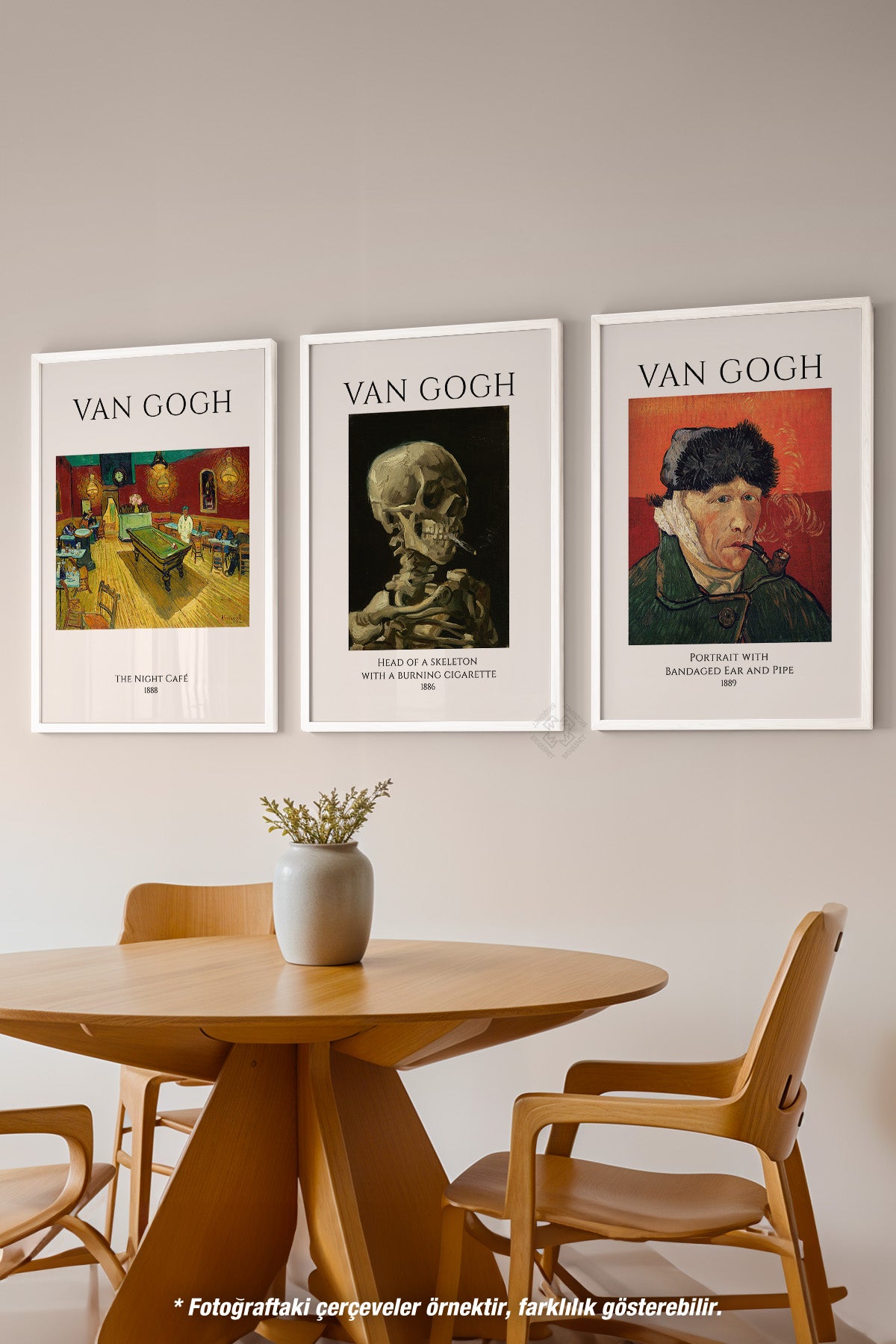 Van Gogh Sanatsal 3'lü Beyaz Çerçeveli Poster, Tablo Seti No:3