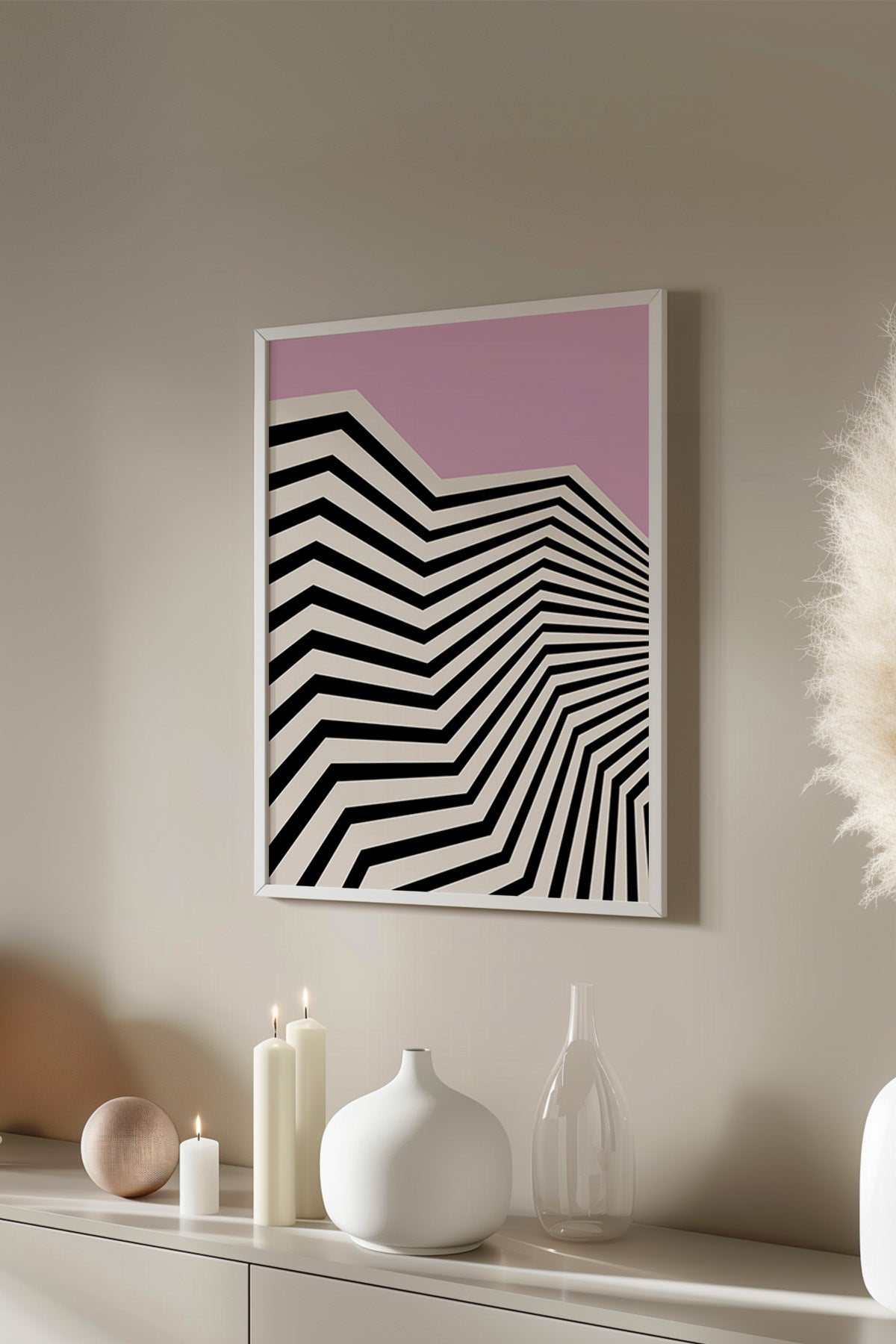 Bauhaus Serisi Beyaz Çerçeveli Poster, Tablo No:64