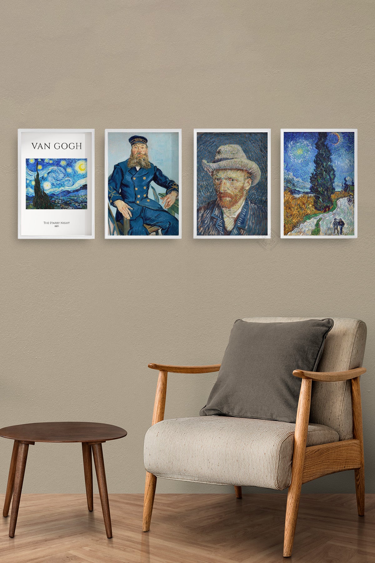 Van Gogh Sanatsal 4'lü Beyaz Çerçeveli Poster, Tablo Seti No:51
