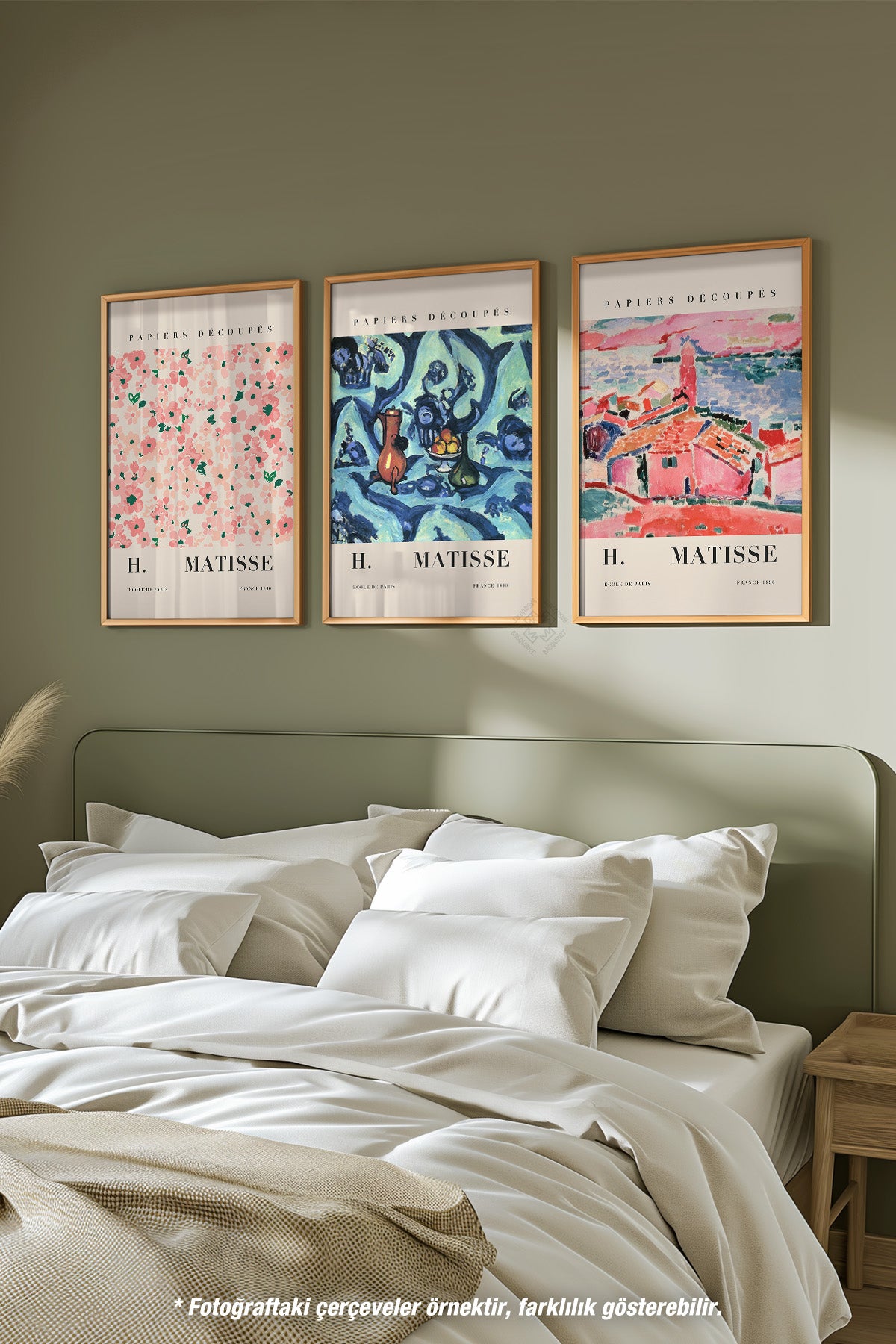 H Matisse 3'lü Ahşap Çerçeveli Poster, Tablo Seti No:17