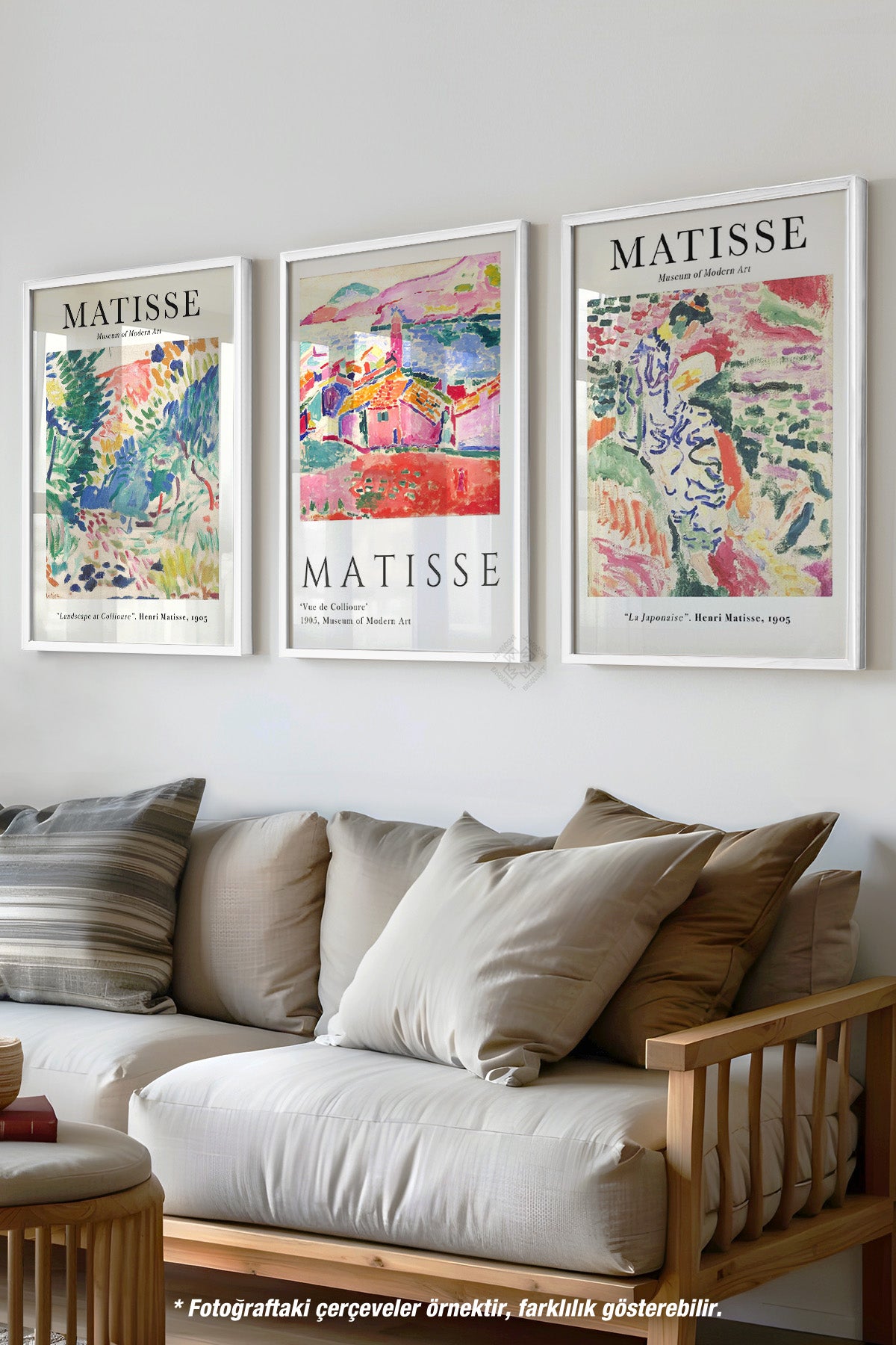 Dekoratif Matisse 3'lü Beyaz Çerçeveli Poster, Tablo Seti No:37