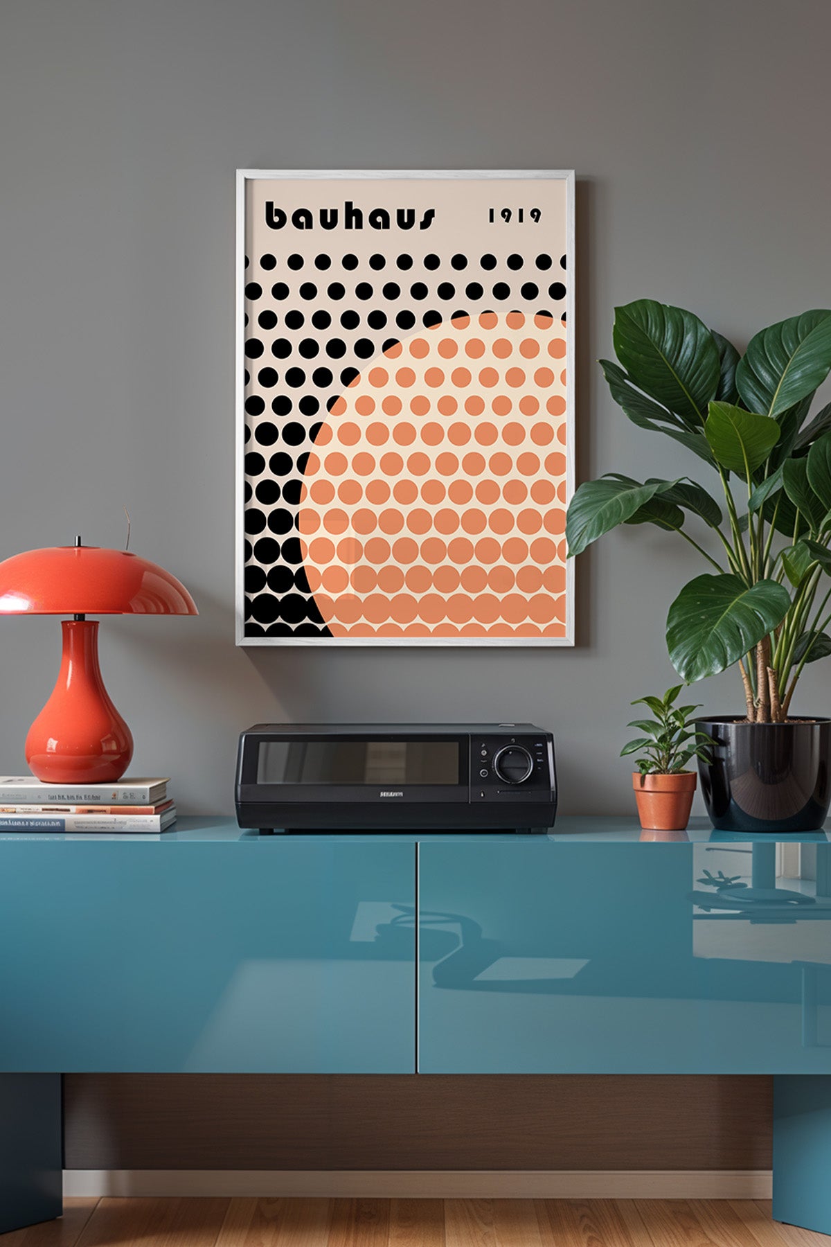 Bauhaus Serisi Beyaz Çerçeveli Poster, Tablo No:71