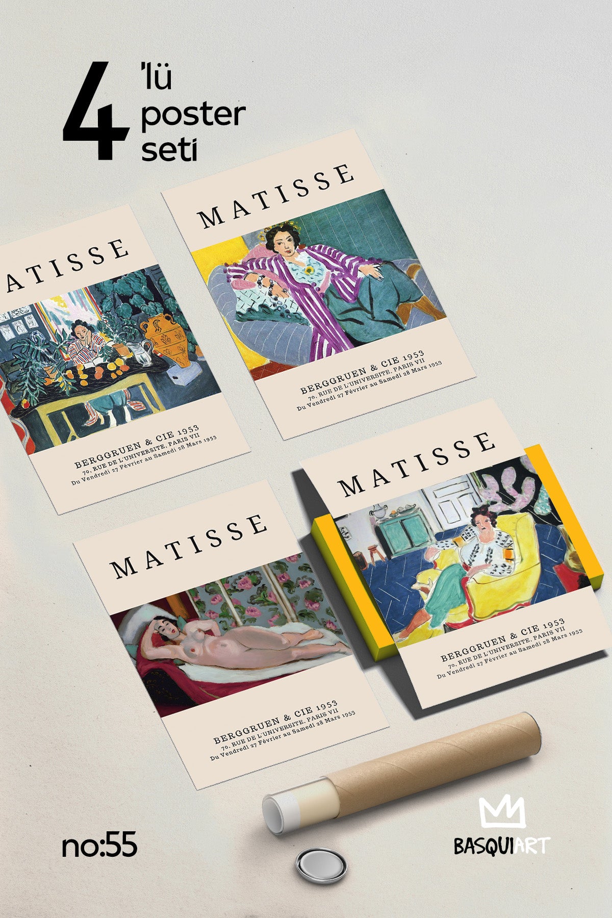 Matisse 4'lü Poster Seti, Duvar Dekoru No:55