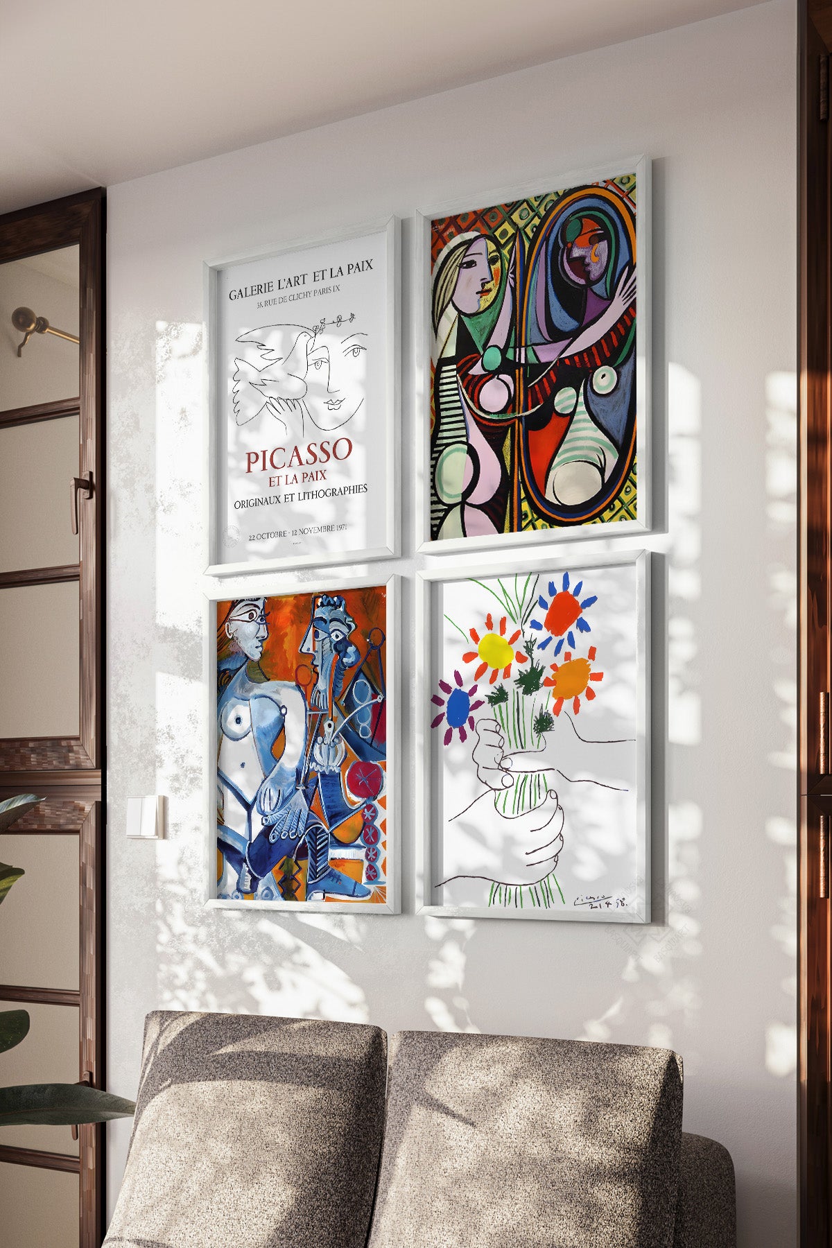 Picasso Sanatsal 4'lü Beyaz Çerçeveli Poster, Tablo Seti No:36