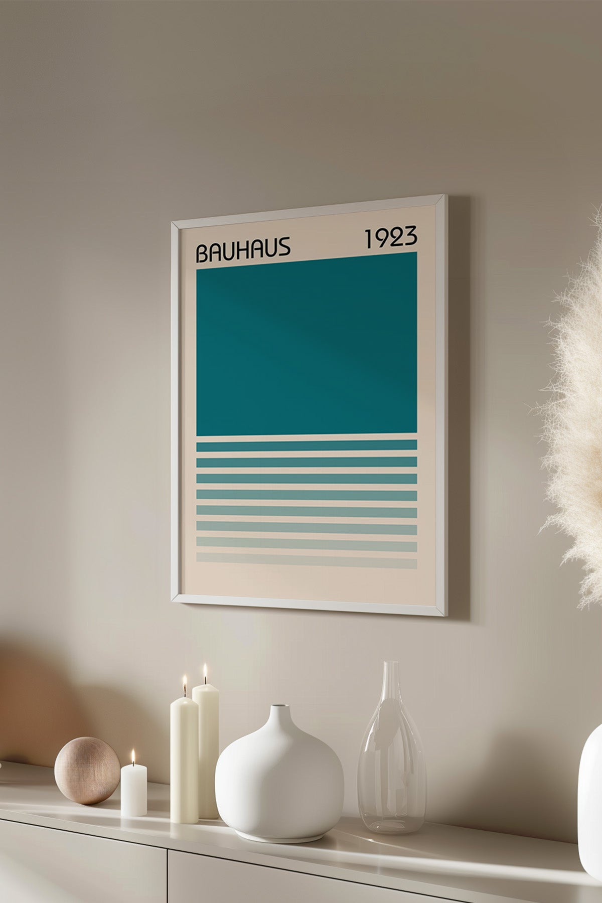 Bauhaus Serisi Beyaz Çerçeveli Poster, Tablo No:19
