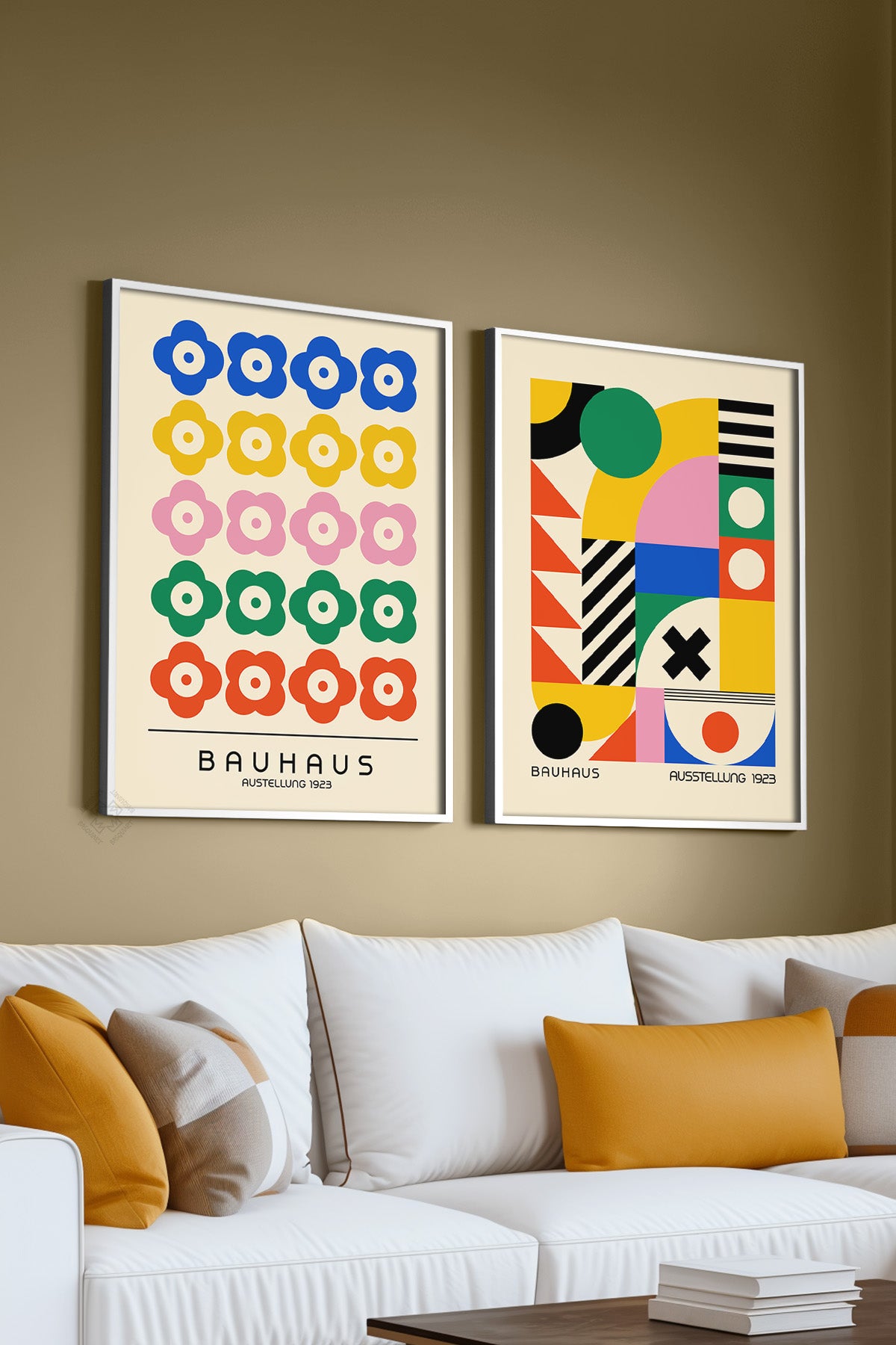 Bauhaus 2'li Beyaz Çerçeveli Poster, Tablo Seti No:29