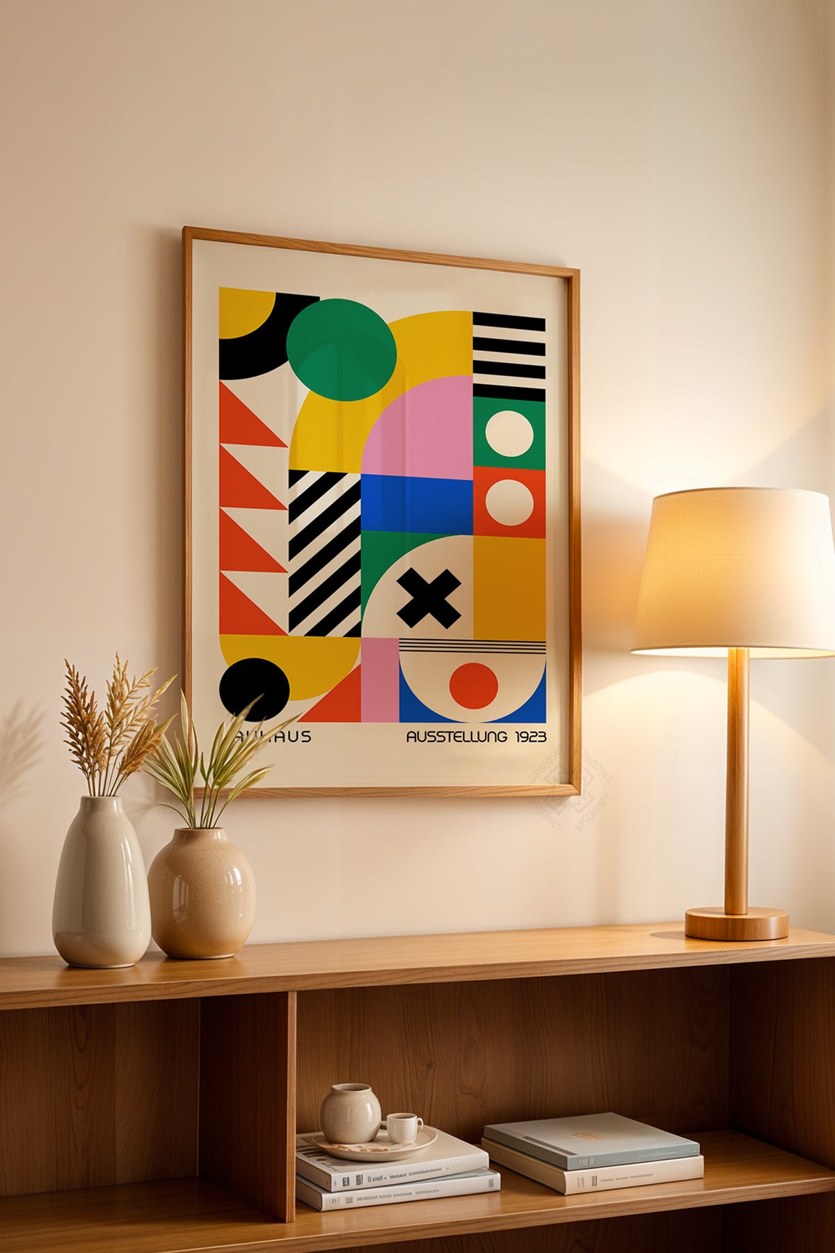 Bauhaus Serisi Ahşap Çerçeveli Poster, Tablo No:98