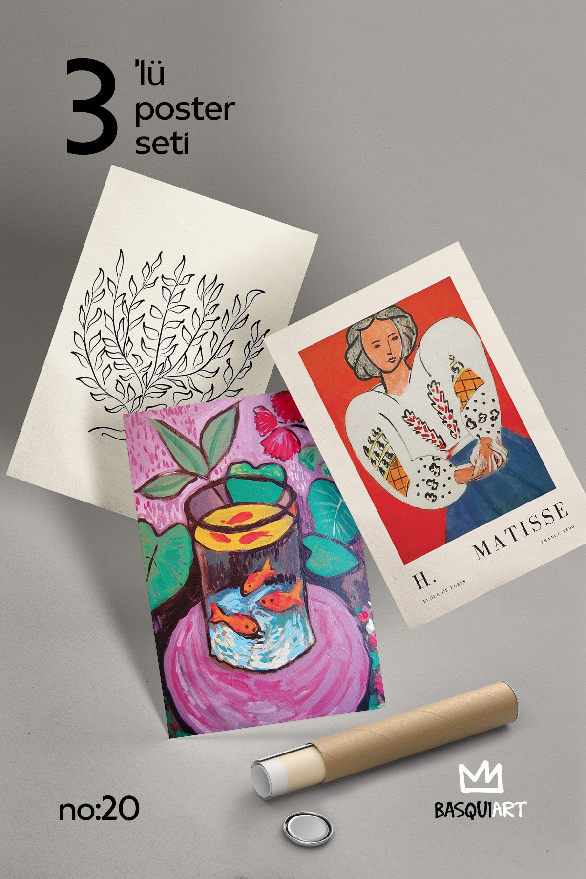 Henri Matisse Sanatsal 3'lü Poster Seti, Duvar Dekoru No:20