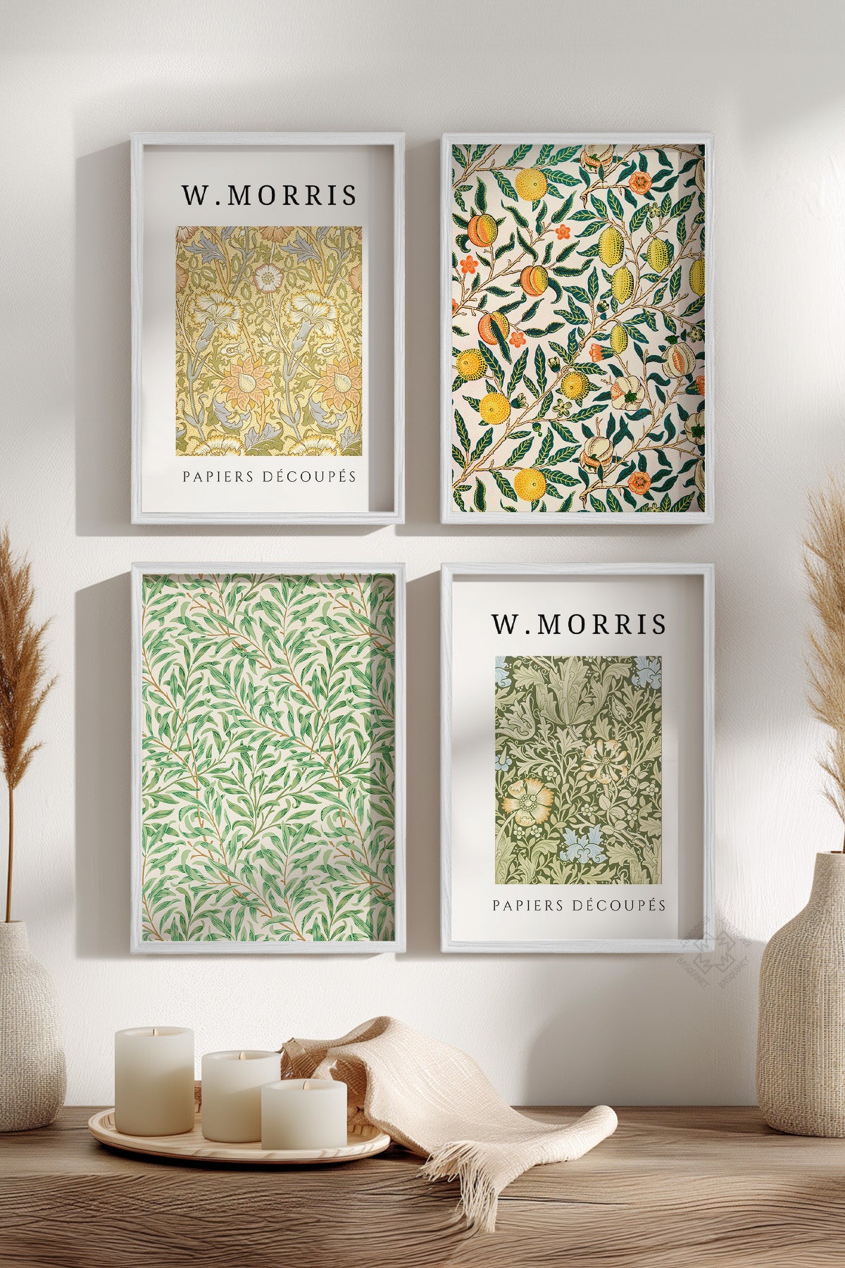 Morris 4'lü Beyaz Çerçeveli Poster, Tablo Seti No:42