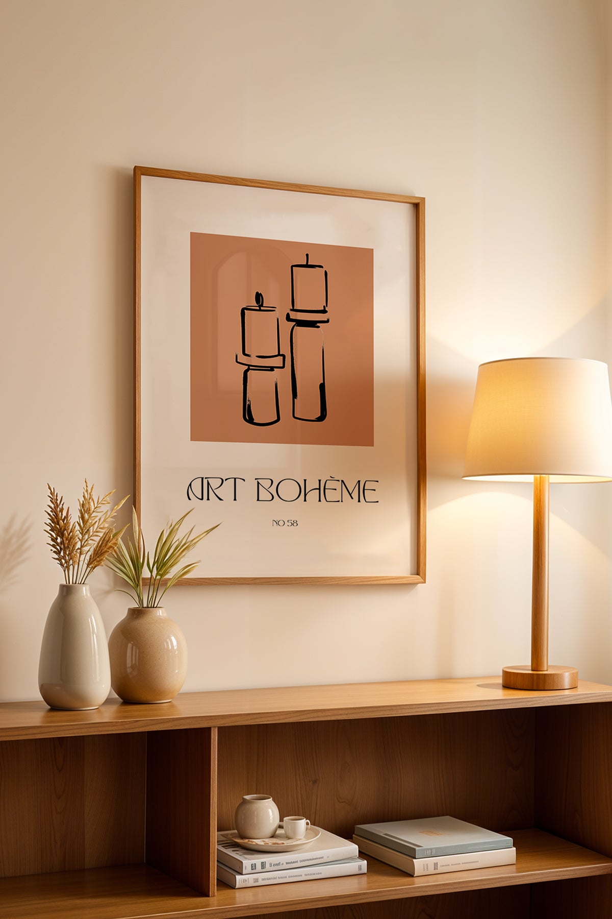 Bohemian Serisi Ahşap Çerçeveli Poster, Tablo No:66