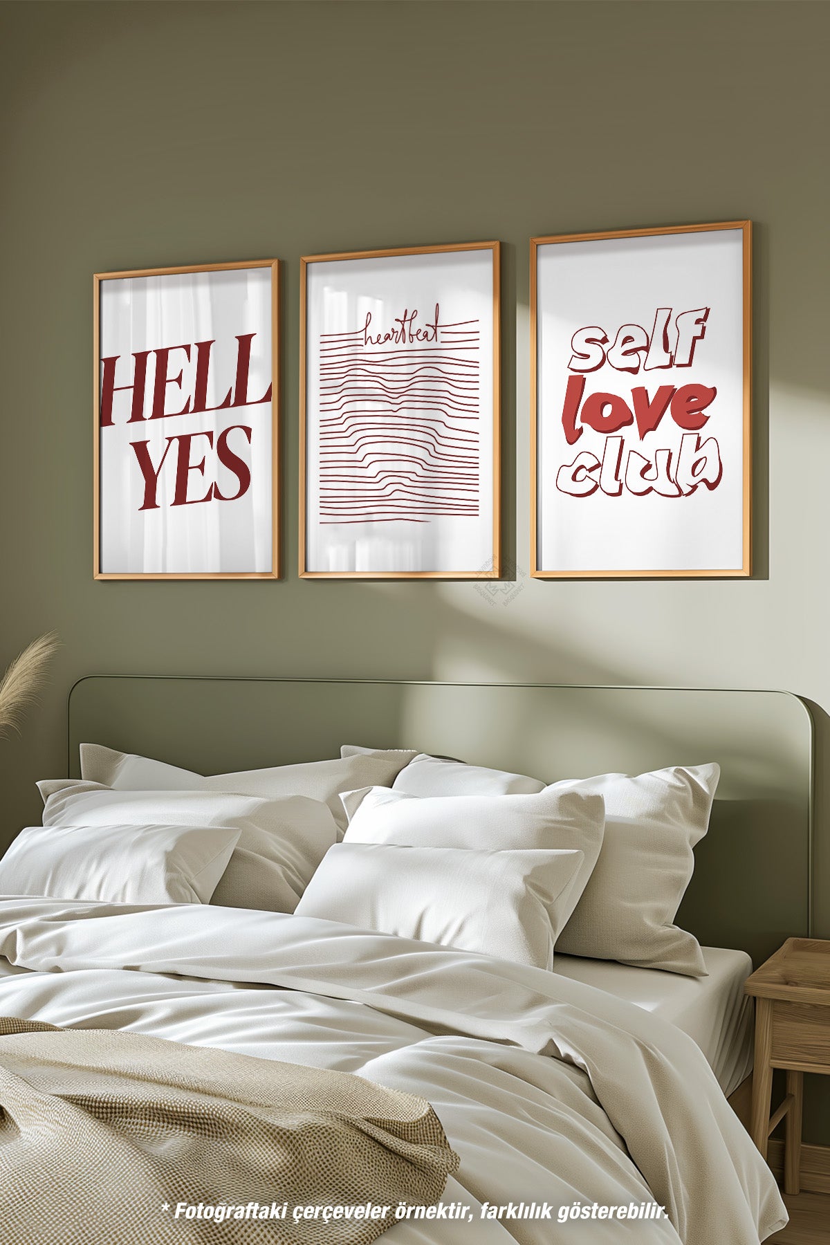 Modern Tipografi 3'lü Ahşap Çerçeveli Poster, Tablo Seti No:26