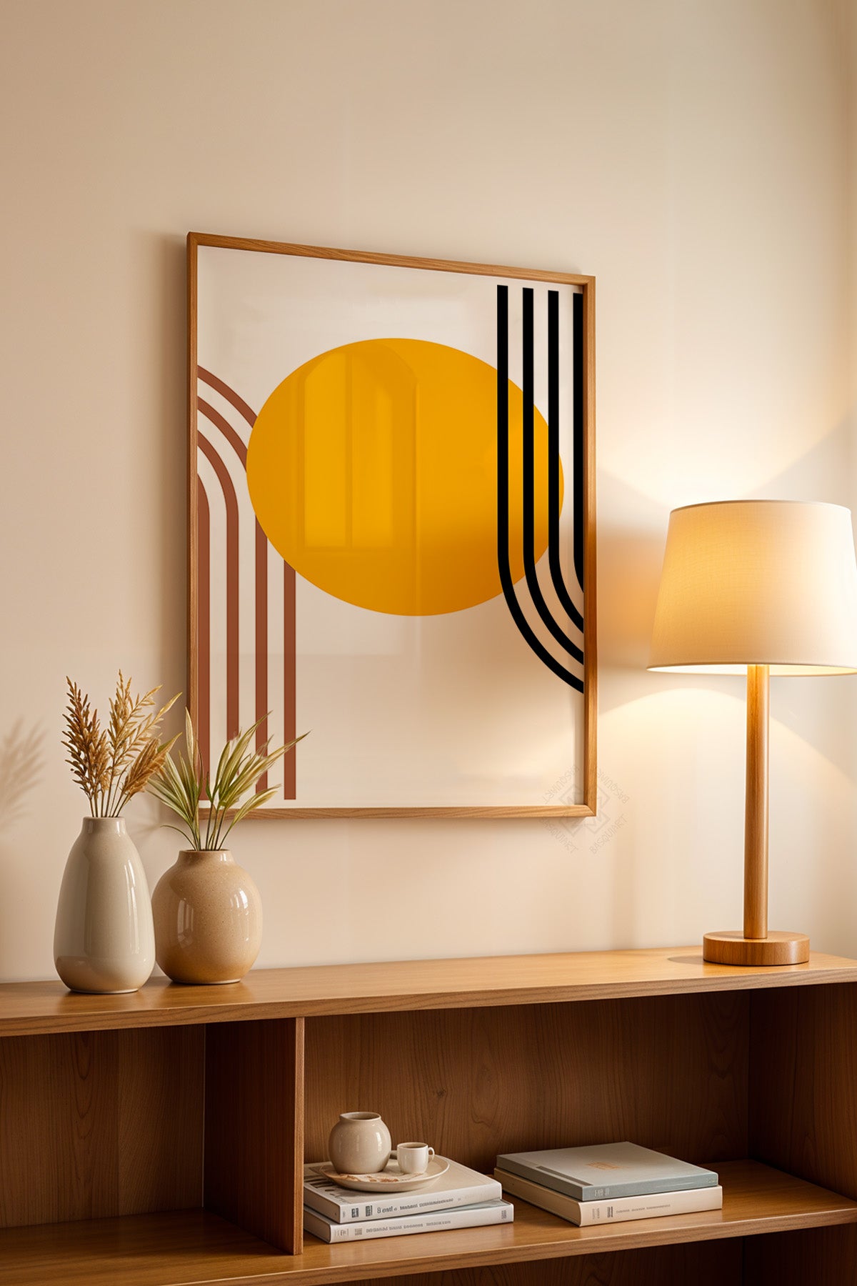 Bauhaus Serisi Ahşap Çerçeveli Poster, Tablo No:101
