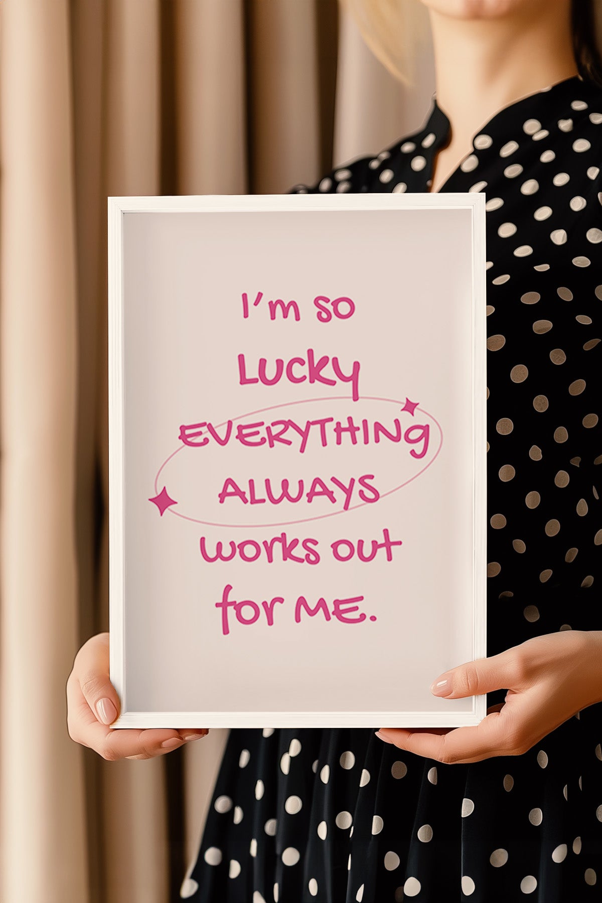 Lucky You Serisi Beyaz Çerçeveli Poster, Tablo Duvar Dekoru No:48