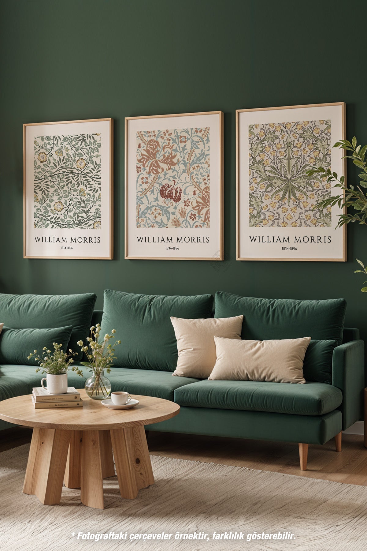 William Morris 3'lü Ahşap Çerçeveli Poster, Tablo Seti No:31