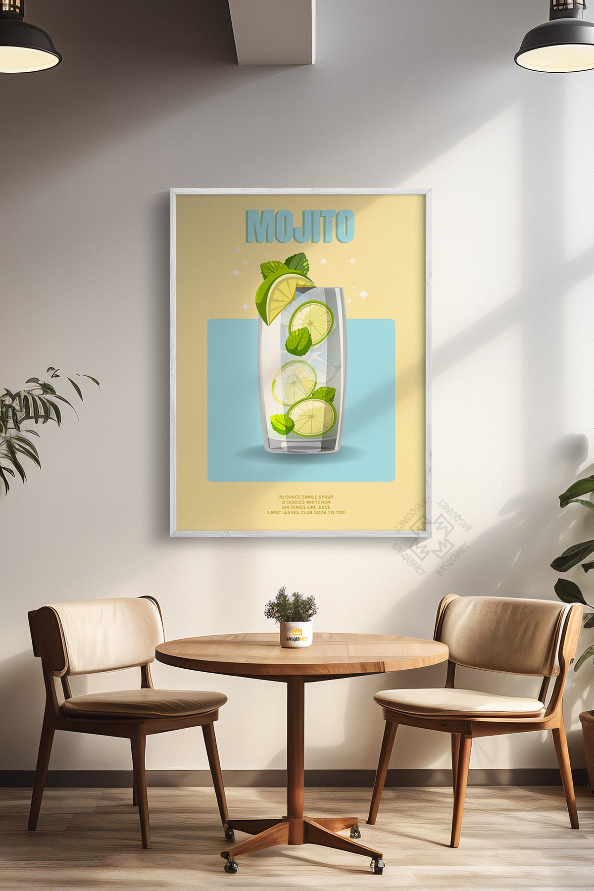 Kokteyl Serisi Beyaz Çerçeveli Poster, Tablo, Cafe, Restoran, Mutfak Duvar Dekoru No:56