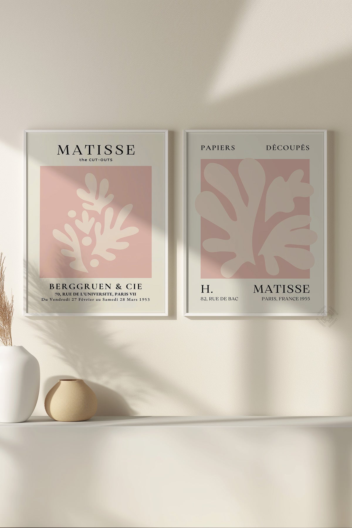 Pembe Matisse 2'li Beyaz Çerçeveli Poster, Tablo Seti No:28