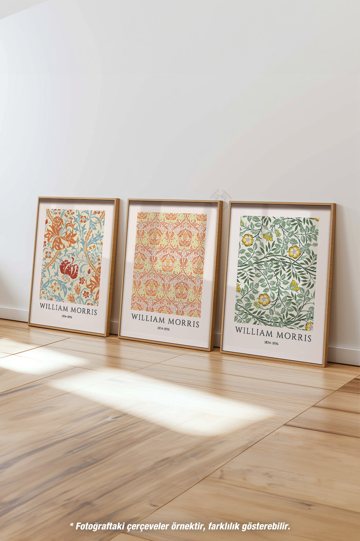 Dekoratif Morris 3'lü Ahşap Çerçeveli Poster, Tablo Seti No:46