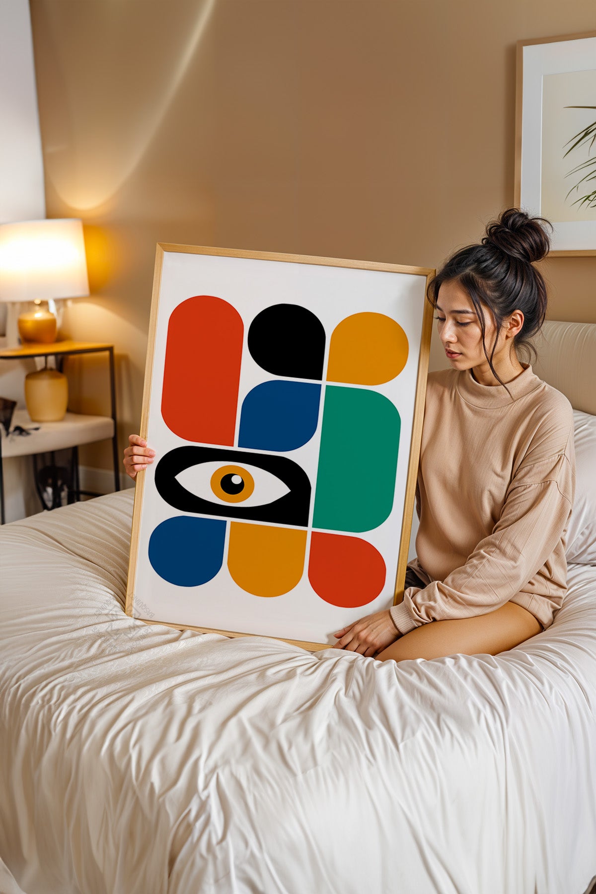 Bauhaus Serisi Ahşap Çerçeveli Poster, Tablo No:3