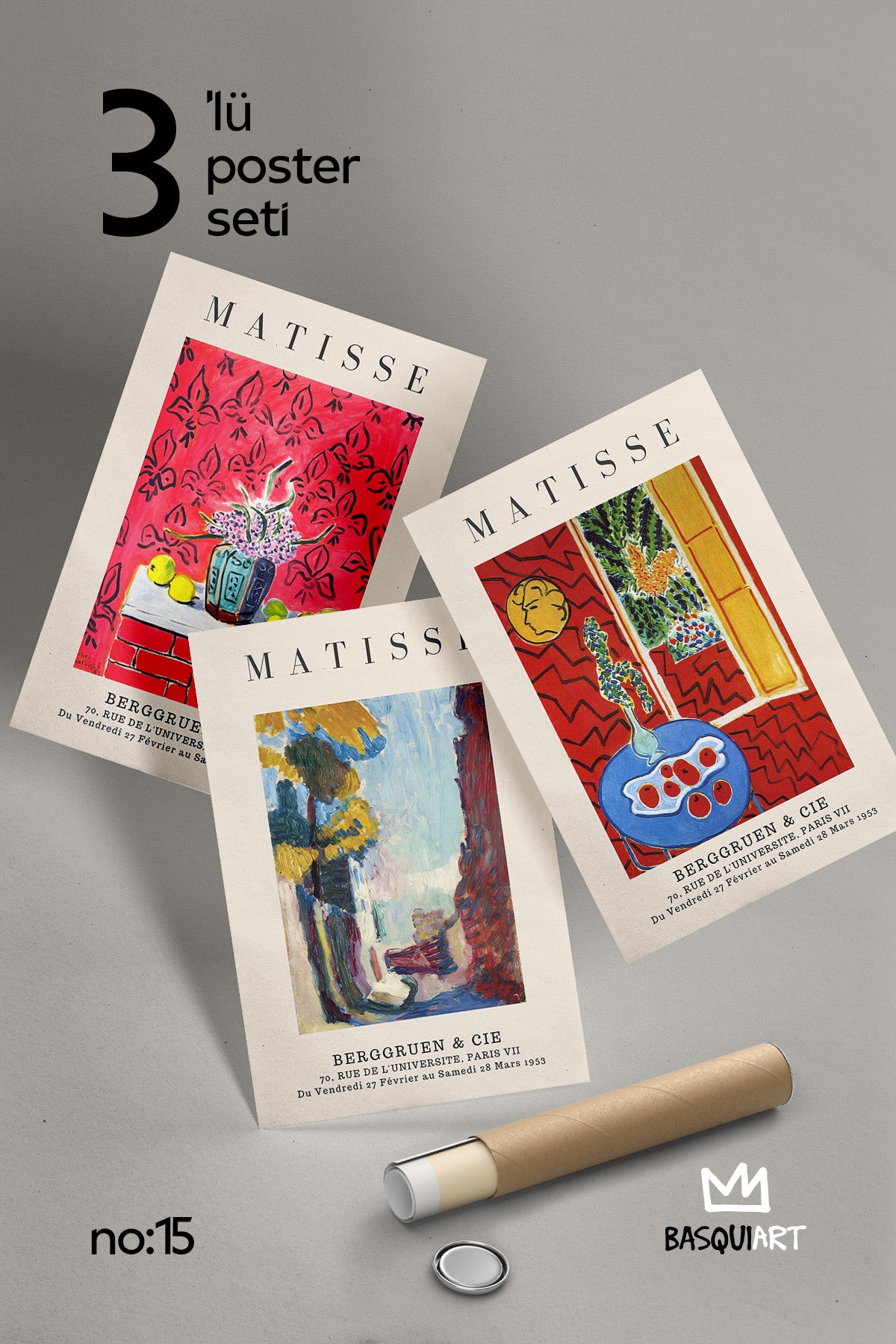 Matisse Dekoratif 3'lü Poster Seti, Duvar Dekoru No:15