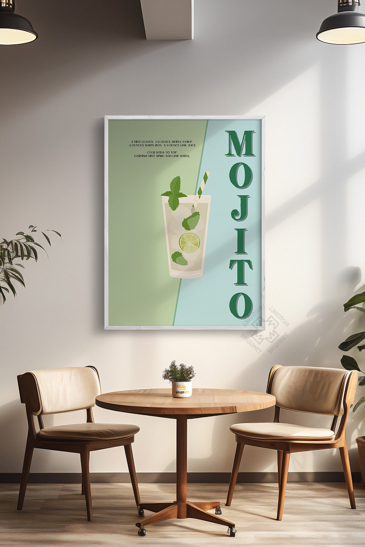 Kokteyl Serisi Beyaz Çerçeveli Poster, Tablo, Cafe, Restoran, Mutfak Duvar Dekoru No:51