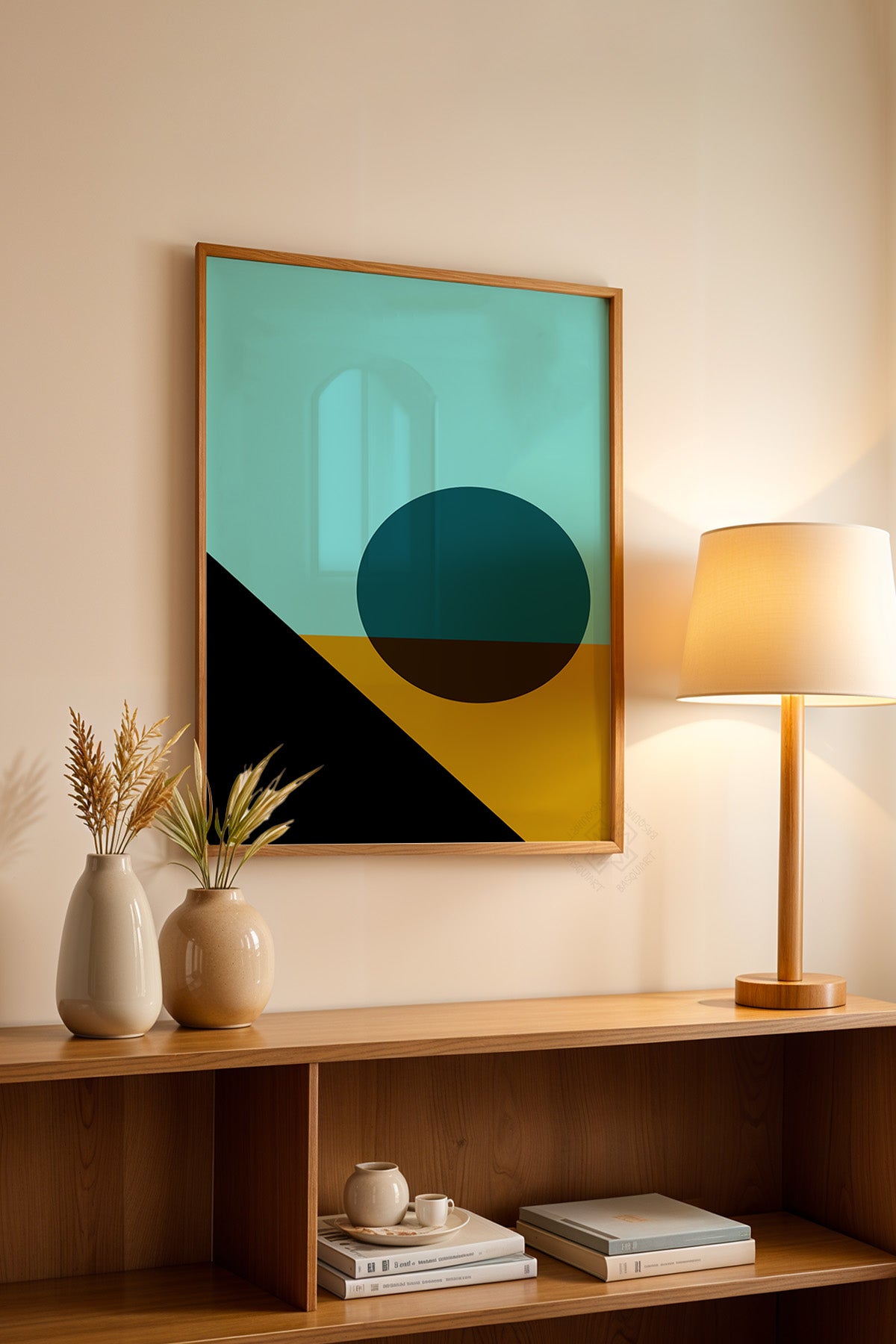 Bauhaus Serisi Ahşap Çerçeveli Poster, Tablo No:80