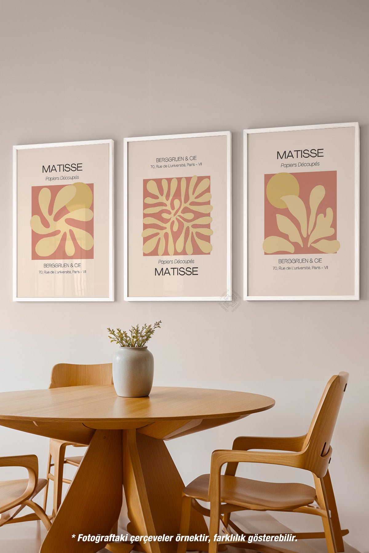 Dekoratif Matisse 3'lü Beyaz Çerçeveli Poster, Tablo Seti No:36