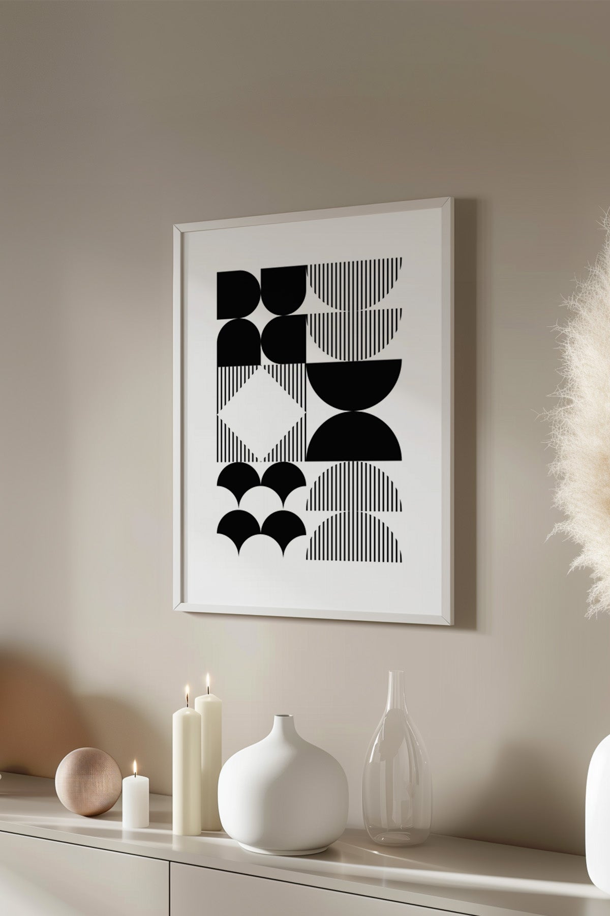 Bauhaus Serisi Beyaz Çerçeveli Poster, Tablo No:108