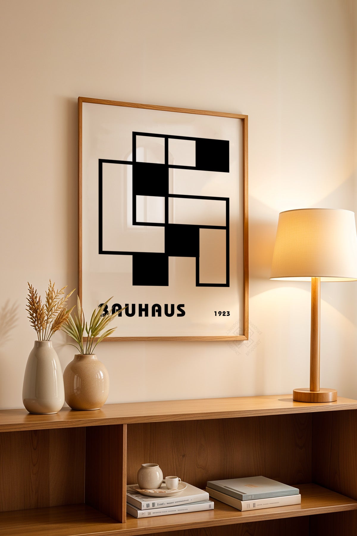 Bauhaus Serisi Ahşap Çerçeveli Poster, Tablo No:51