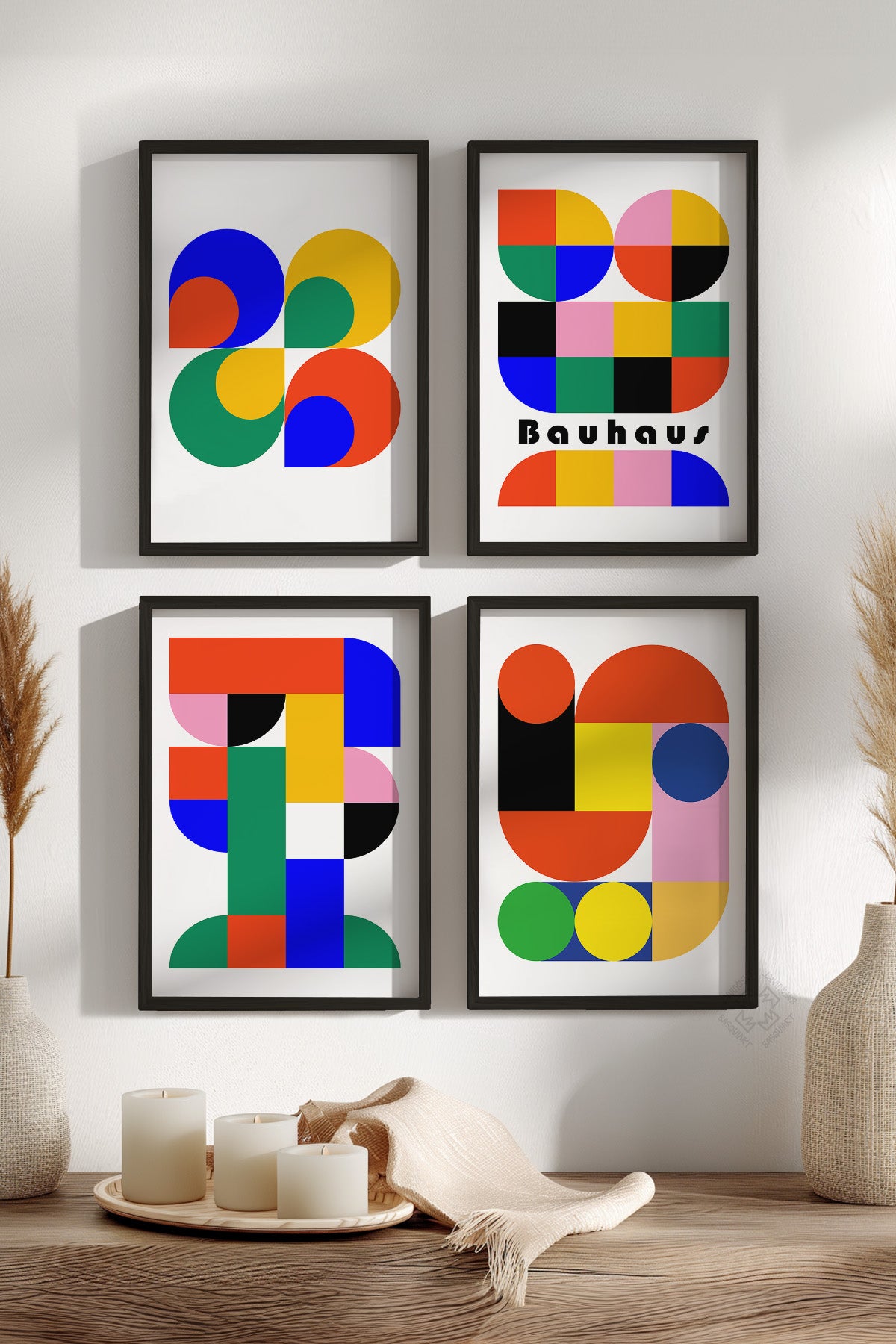 Bauhaus 4'lü Siyah Çerçeveli Poster, Tablo Seti No:22