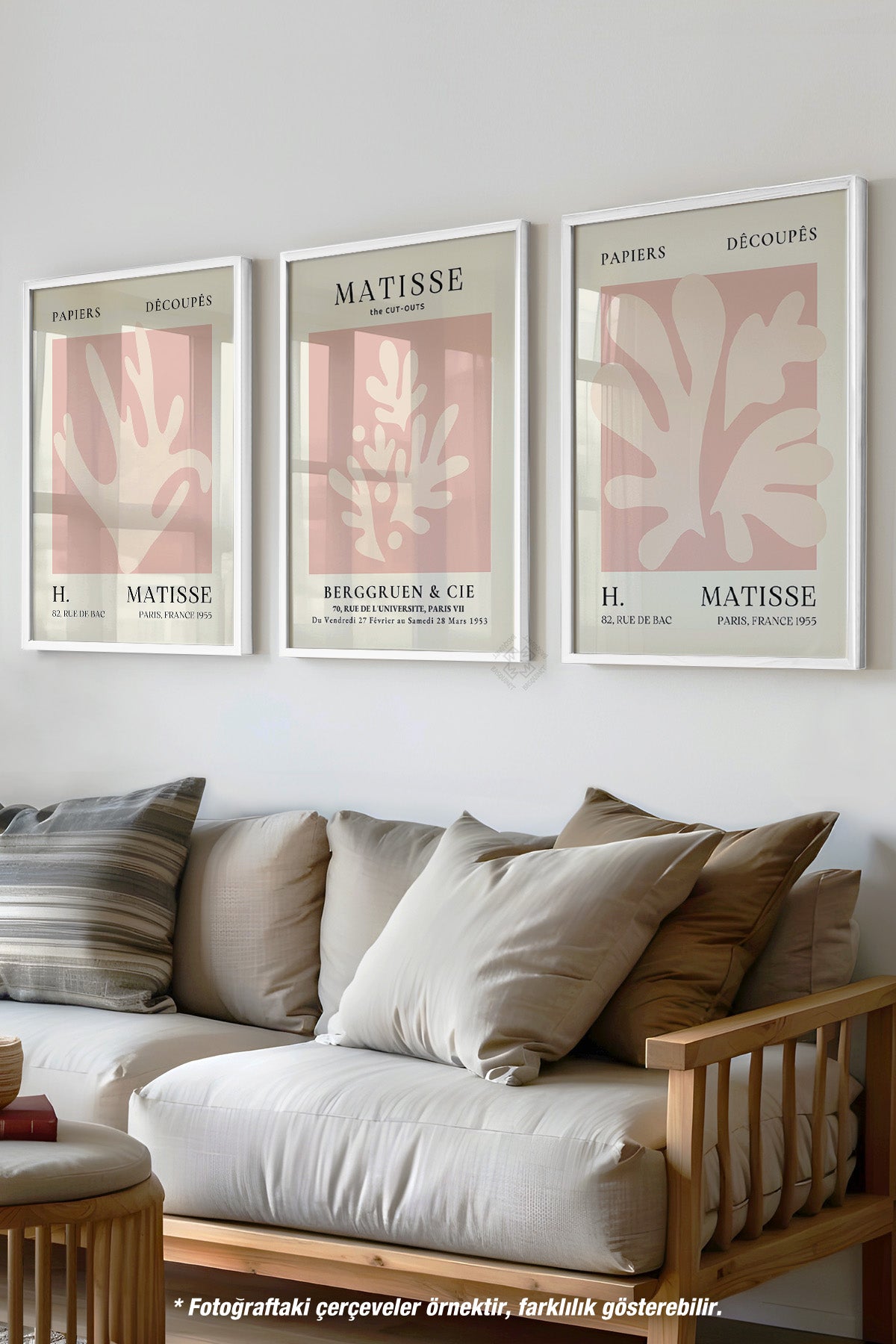 Matisse Minimal 3'lü Beyaz Çerçeveli Poster, Tablo Seti No:21
