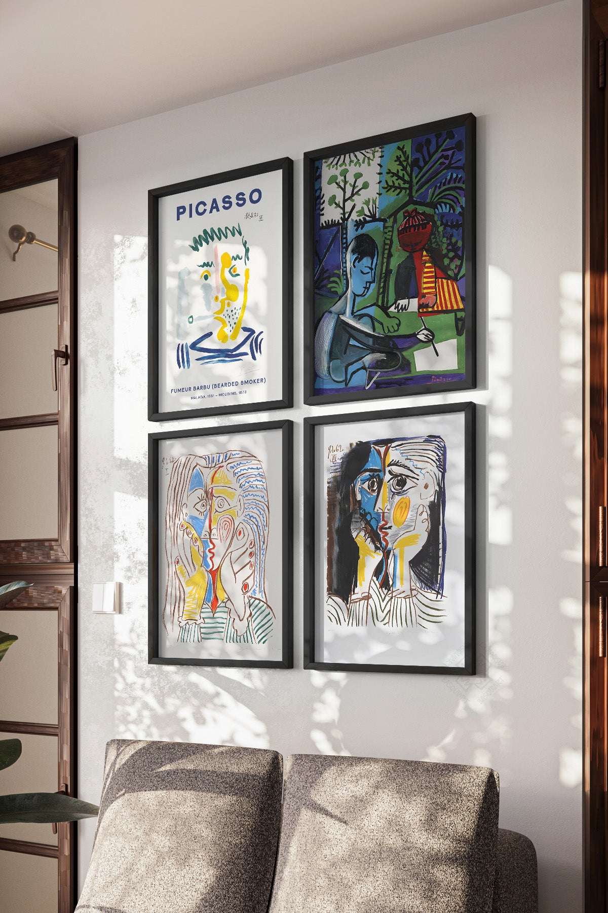 Picasso Sanatsal 4'lü Siyah Çerçeveli Poster, Tablo Seti No:35