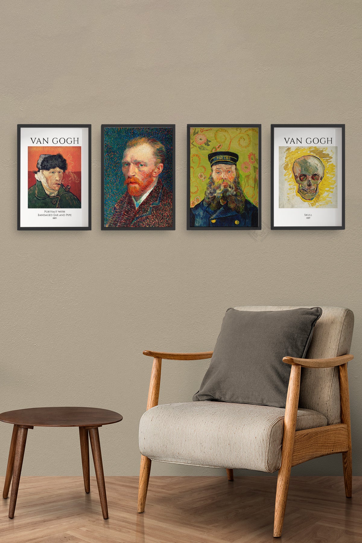 Van Gogh Sanatsal 4'lü Siyah Çerçeveli Poster, Tablo Seti No:50