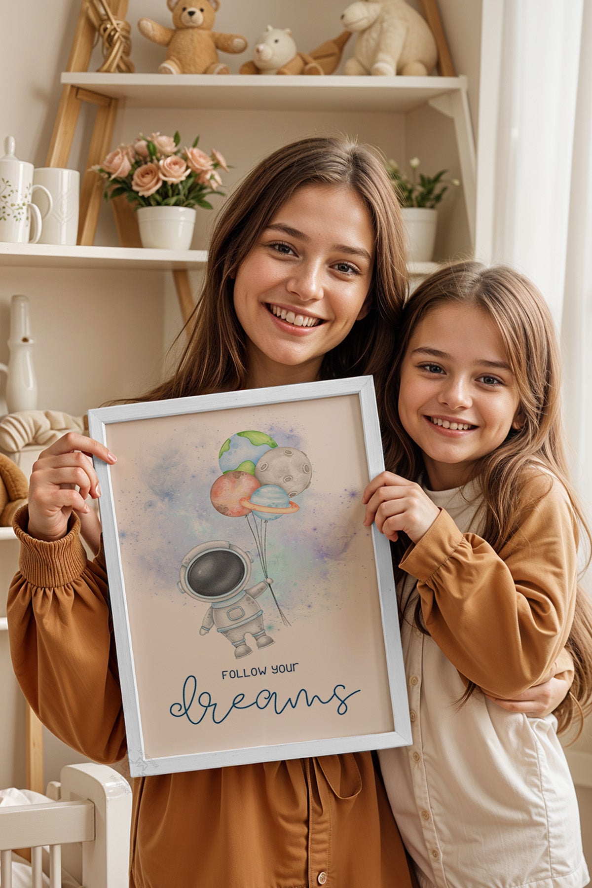 Çocuk Odası, Bebek Odası Beyaz Çerçeveli Poster, Tablo No:29