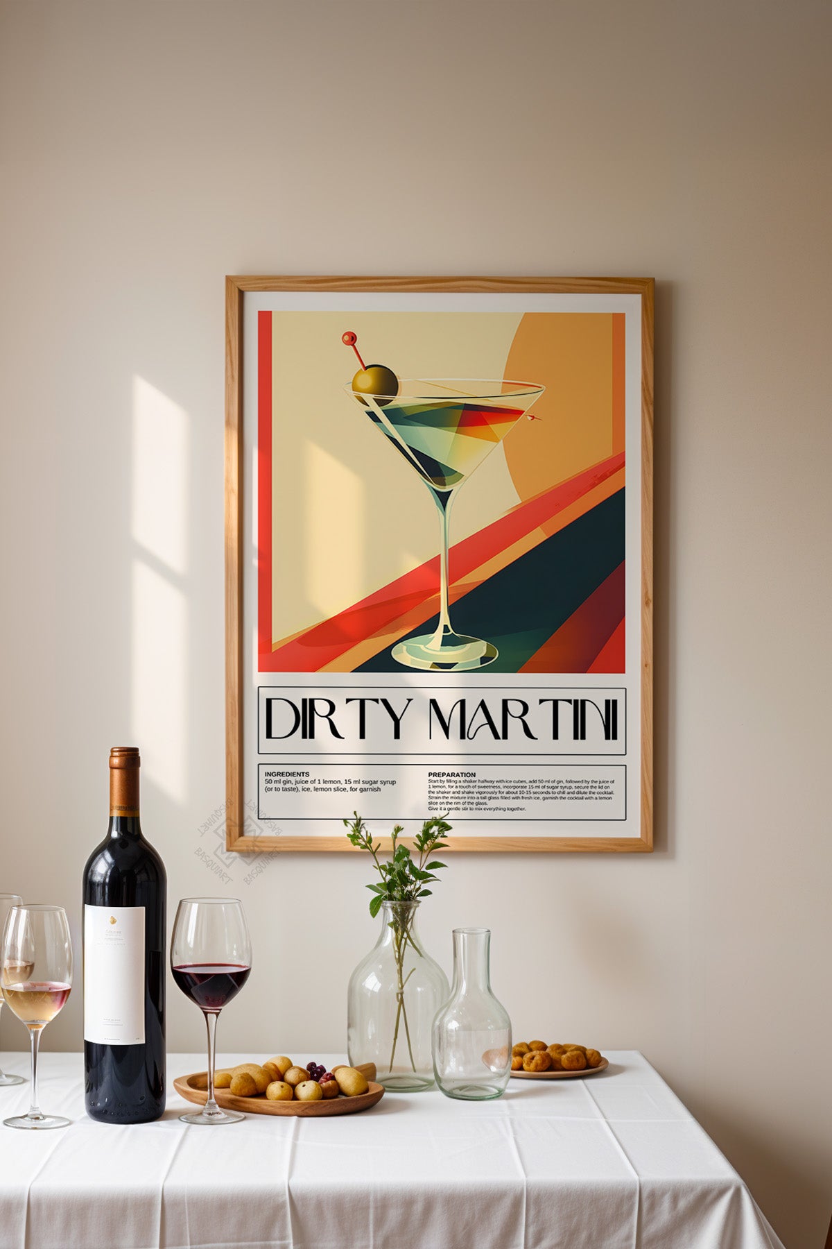 Kokteyl Serisi Ahşap Çerçeveli Poster, Tablo, Cafe, Restoran, Mutfak Duvar Dekoru No:8