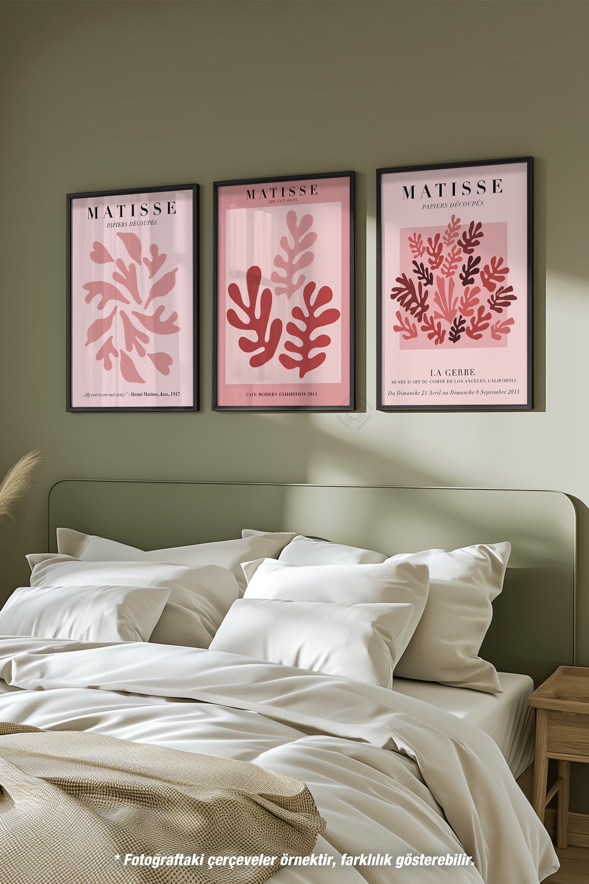 Pembe Matisse 3'lü Siyah Çerçeveli Poster, Tablo Seti No:33
