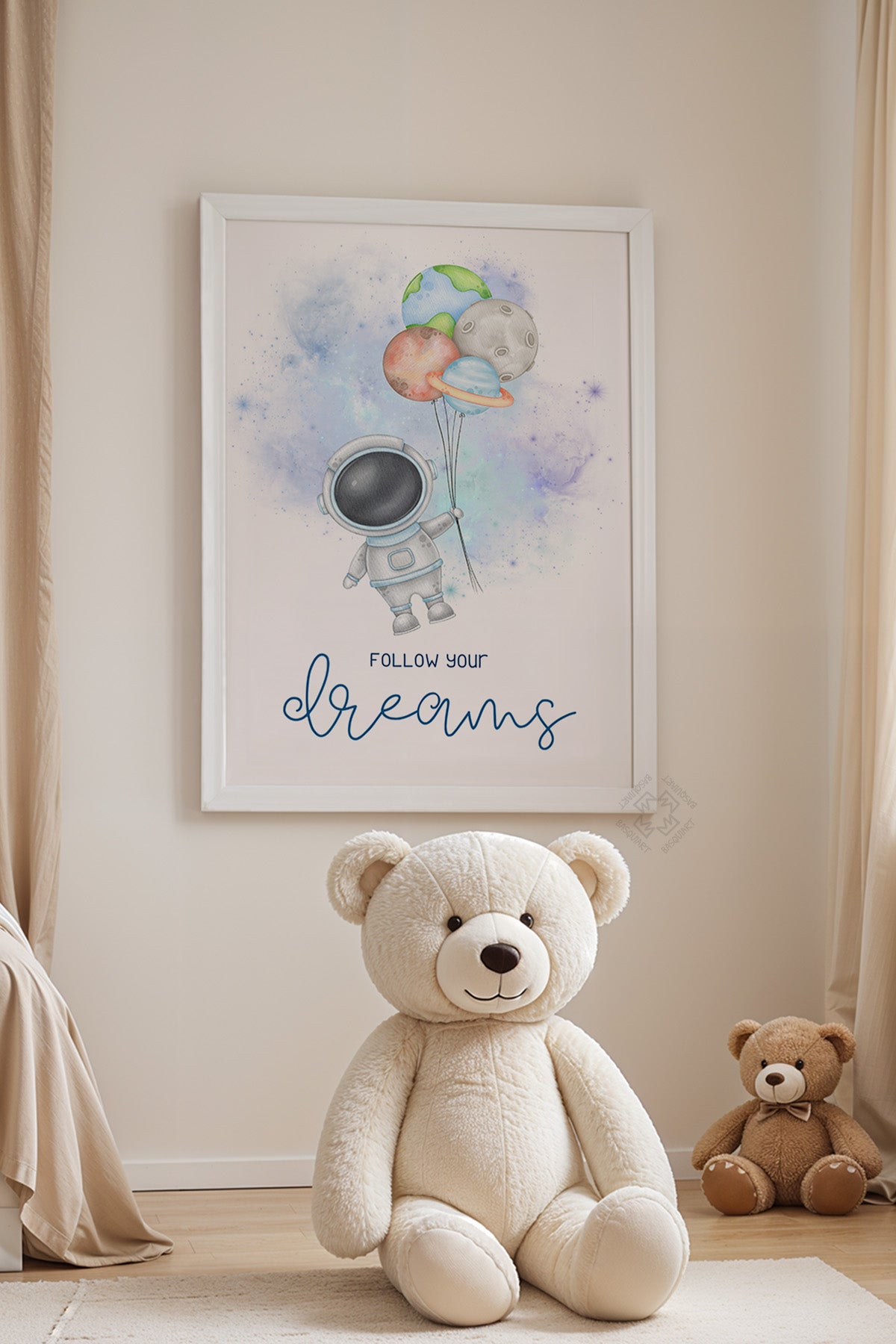 Çocuk Odası, Bebek Odası Beyaz Çerçeveli Poster, Tablo No:29