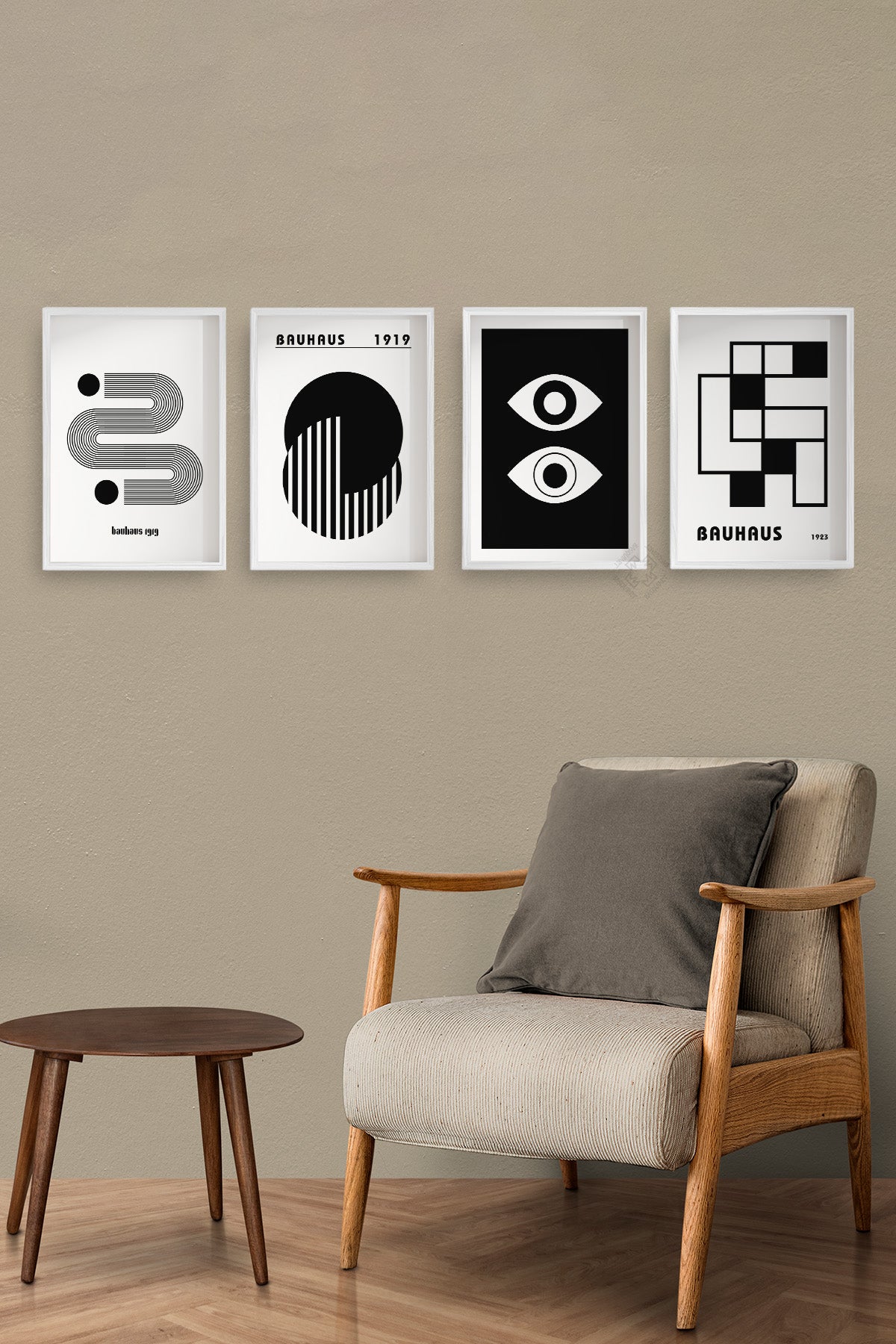 Bauhaus Minimal 4'lü Beyaz Çerçeveli Poster, Tablo Seti No:30