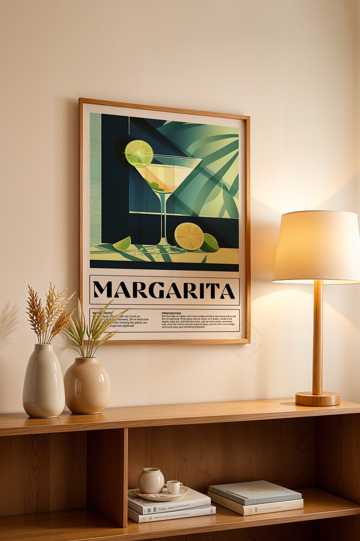 Kokteyl Serisi Ahşap Çerçeveli Poster, Tablo, Cafe, Restoran, Mutfak Duvar Dekoru No:5