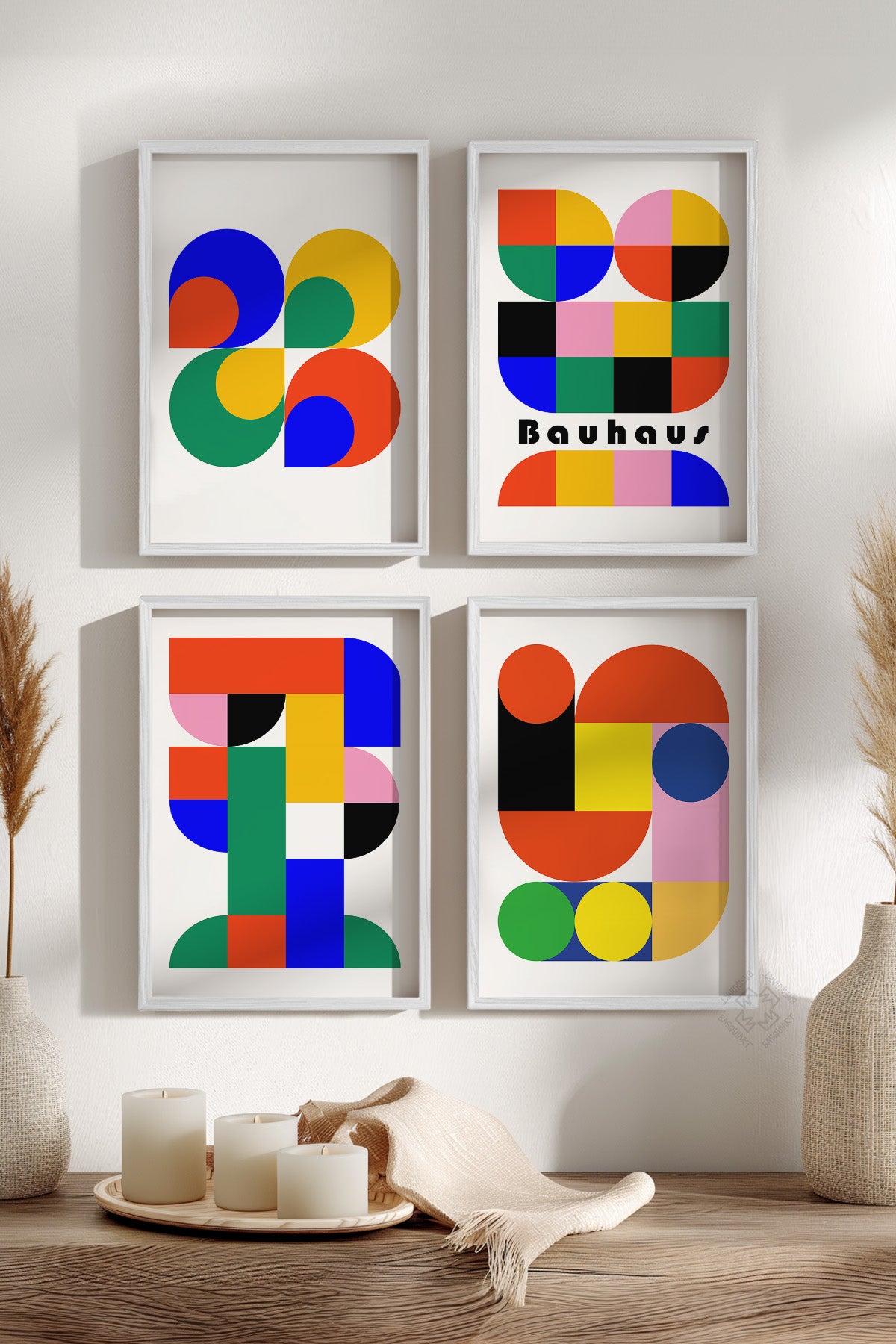 Bauhaus 4'lü Beyaz Çerçeveli Poster, Tablo Seti No:22