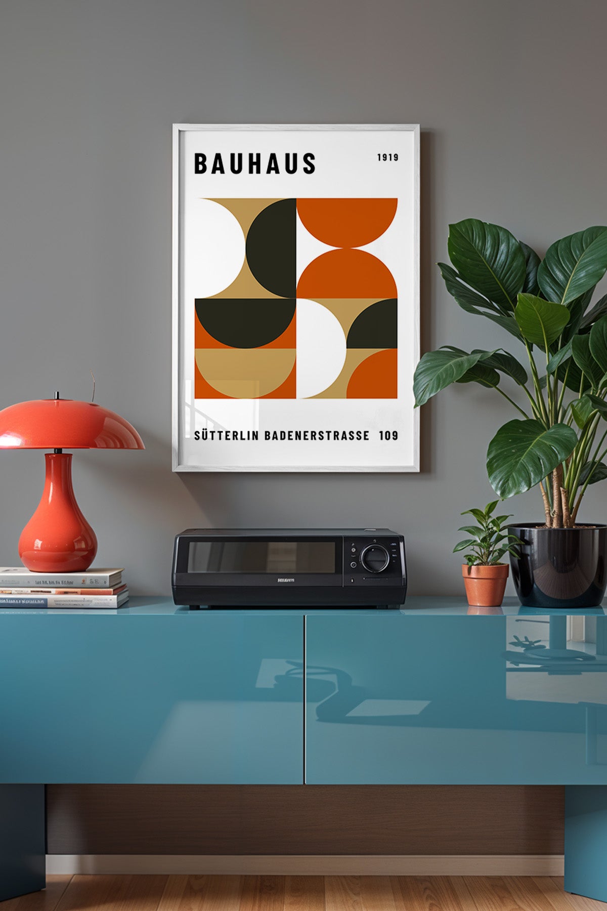 Bauhaus Serisi Beyaz Çerçeveli Poster, Tablo No:90