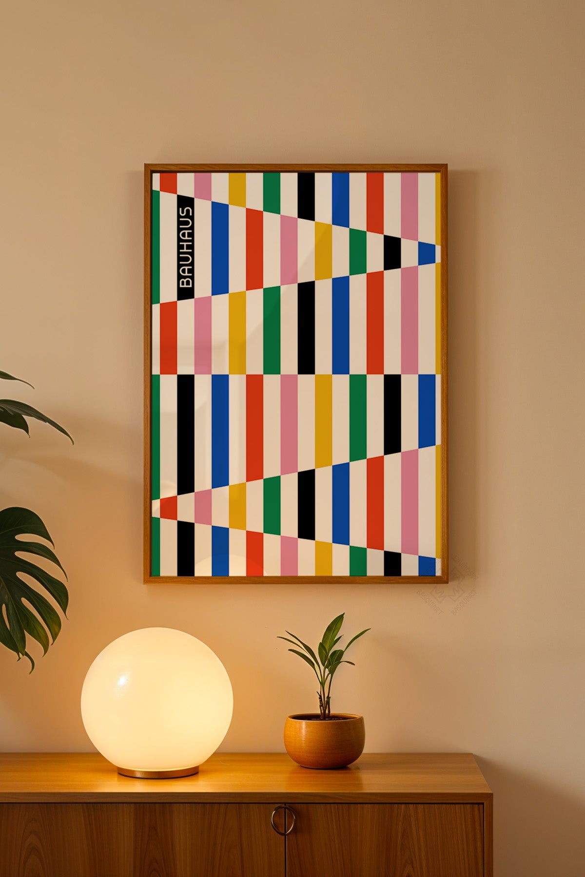 Bauhaus Serisi Ahşap Çerçeveli Poster, Tablo No:37
