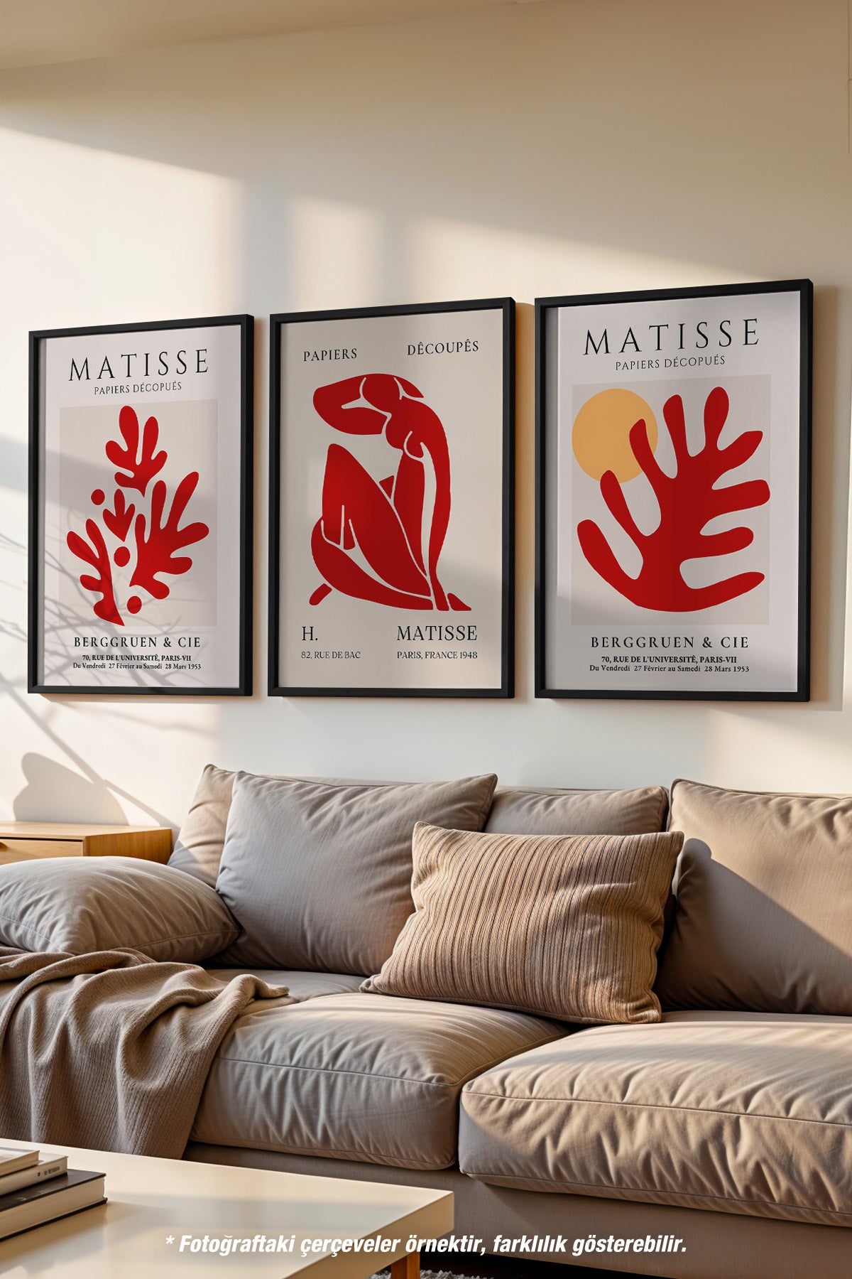 Matisse Vintage 3'lü Siyah Çerçeveli Poster, Tablo Seti No:22