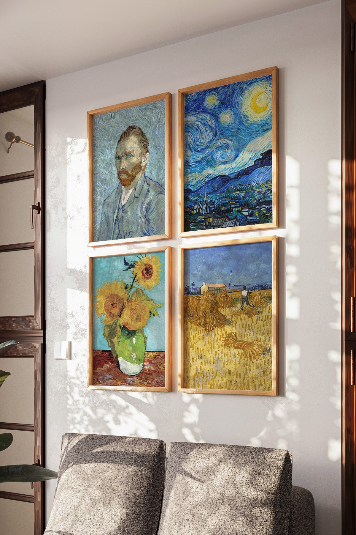 Van Gogh Tablo 4'lü Ahşap Çerçeveli Poster, Tablo Seti No:48