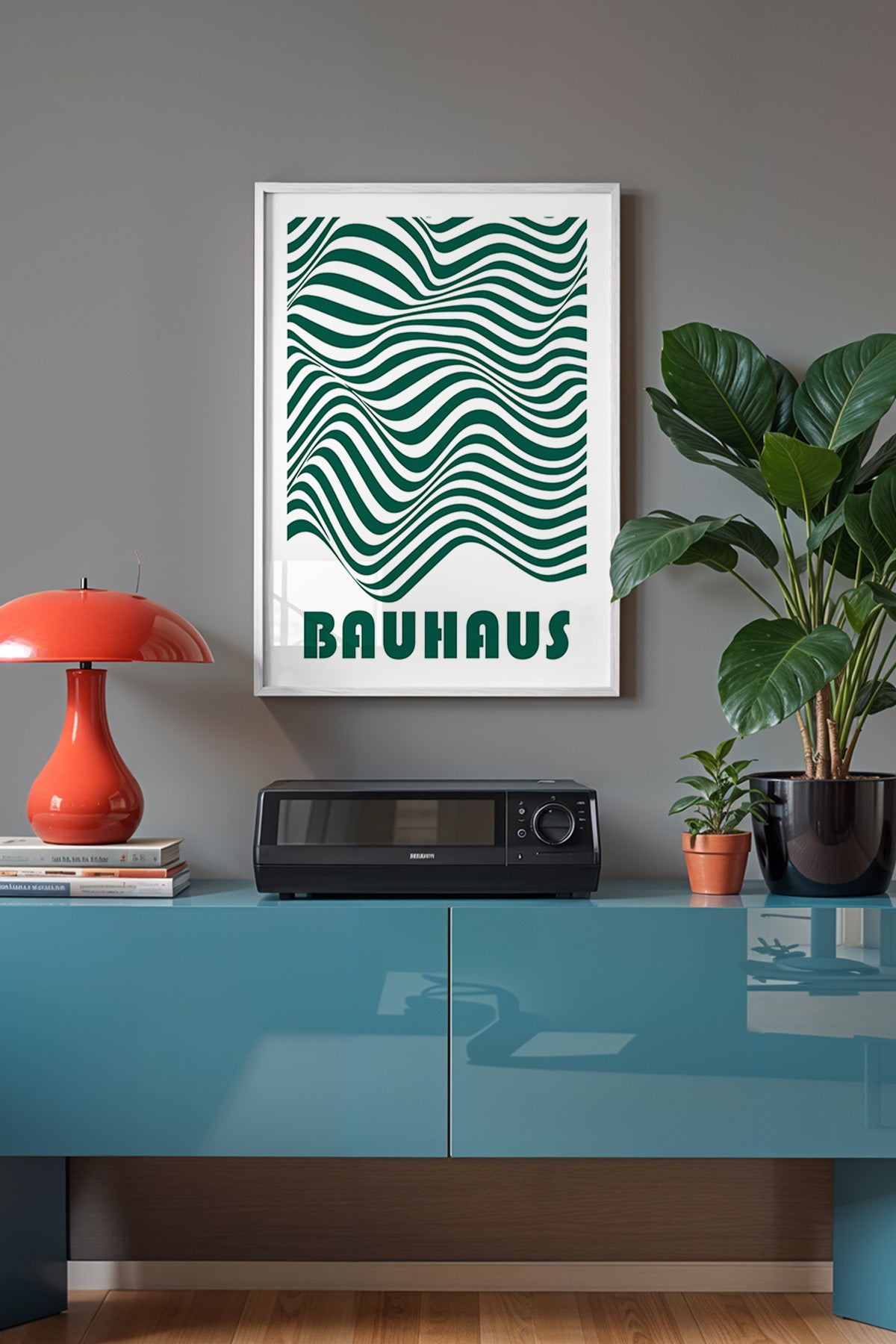 Bauhaus Serisi Beyaz Çerçeveli Poster, Tablo No:68