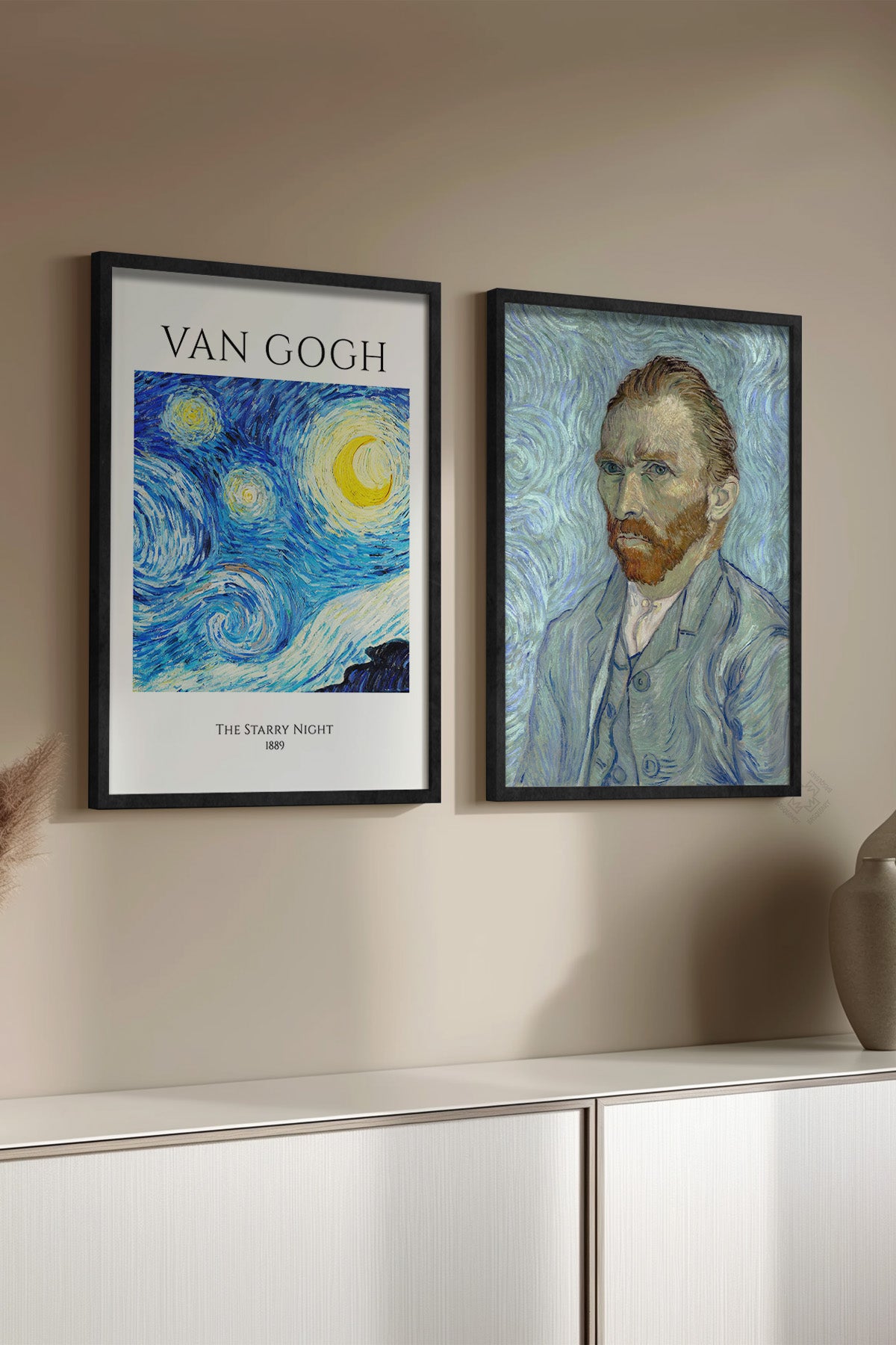 Van Gogh 2'li Siyah Çerçeveli Poster, Tablo Seti No:37