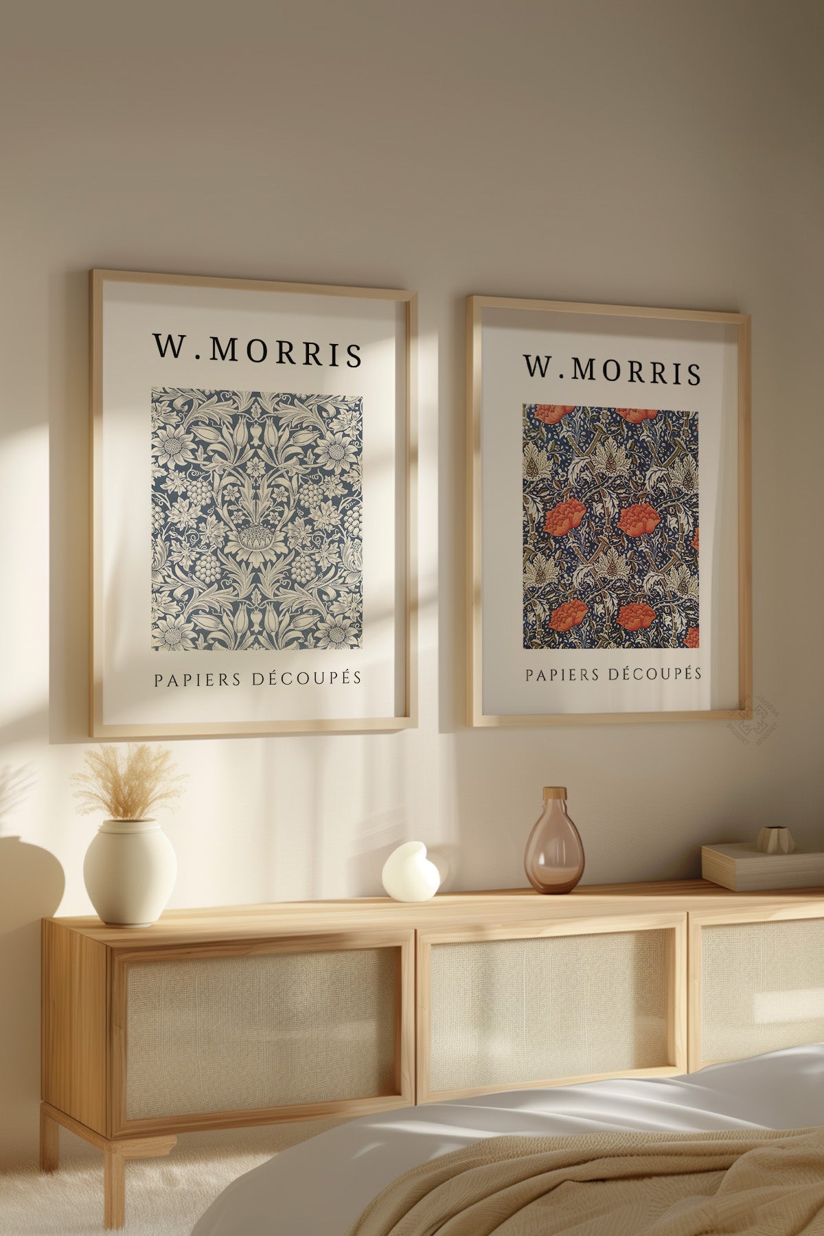 W Morris 2'li Ahşap Çerçeveli Poster, Tablo Seti No:15