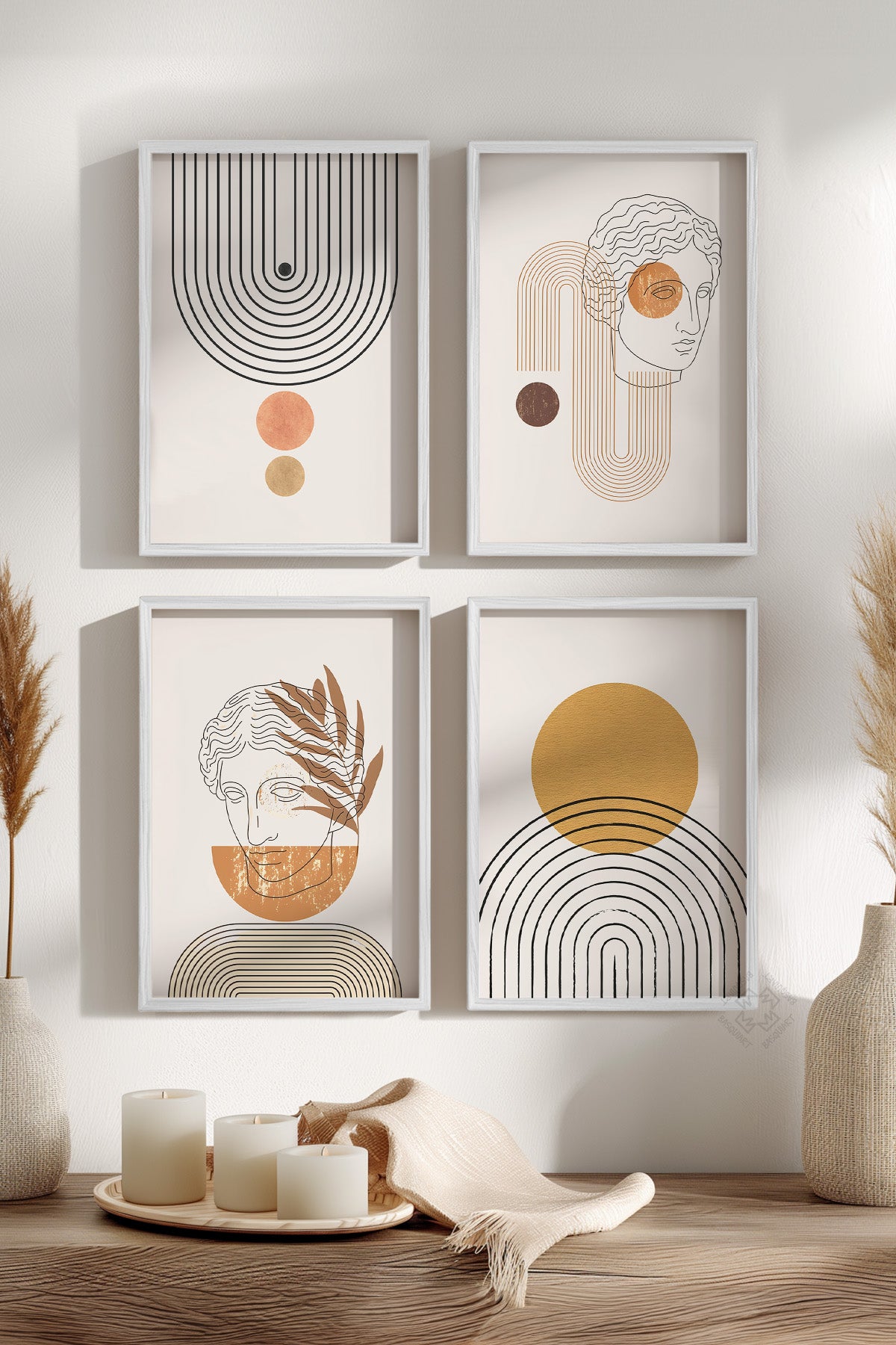 Bohemian 4'lü Beyaz Çerçeveli Poster, Tablo Seti No:17