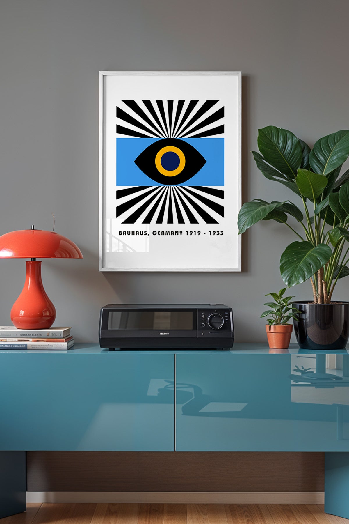 Bauhaus Serisi Beyaz Çerçeveli Poster, Tablo No:114